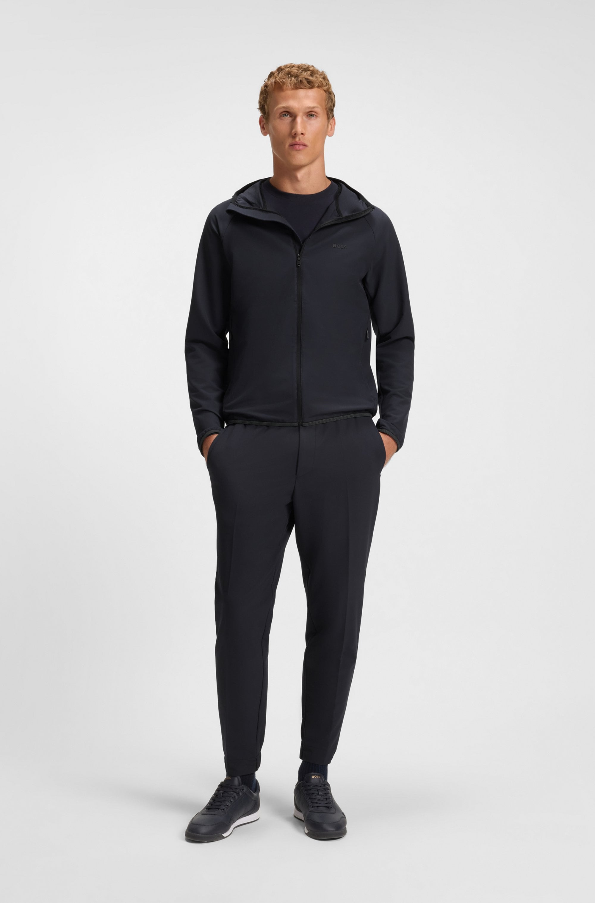 BOSS GREEN Funktionsjacke »L Commuter«, mit Kapuze, wasserabweisend Funktionsjacke mit gummiertem Label 4 Wege Stretch