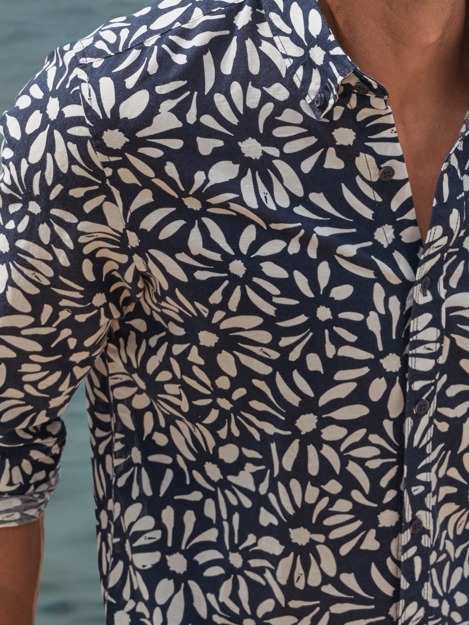 LERROS Leinenhemd »Langarmhemd mit floralem Print aus Mischgewebe« Baumwoll‑Leinen Mix, hautfreundlich, ideal für warme Tage, langarm