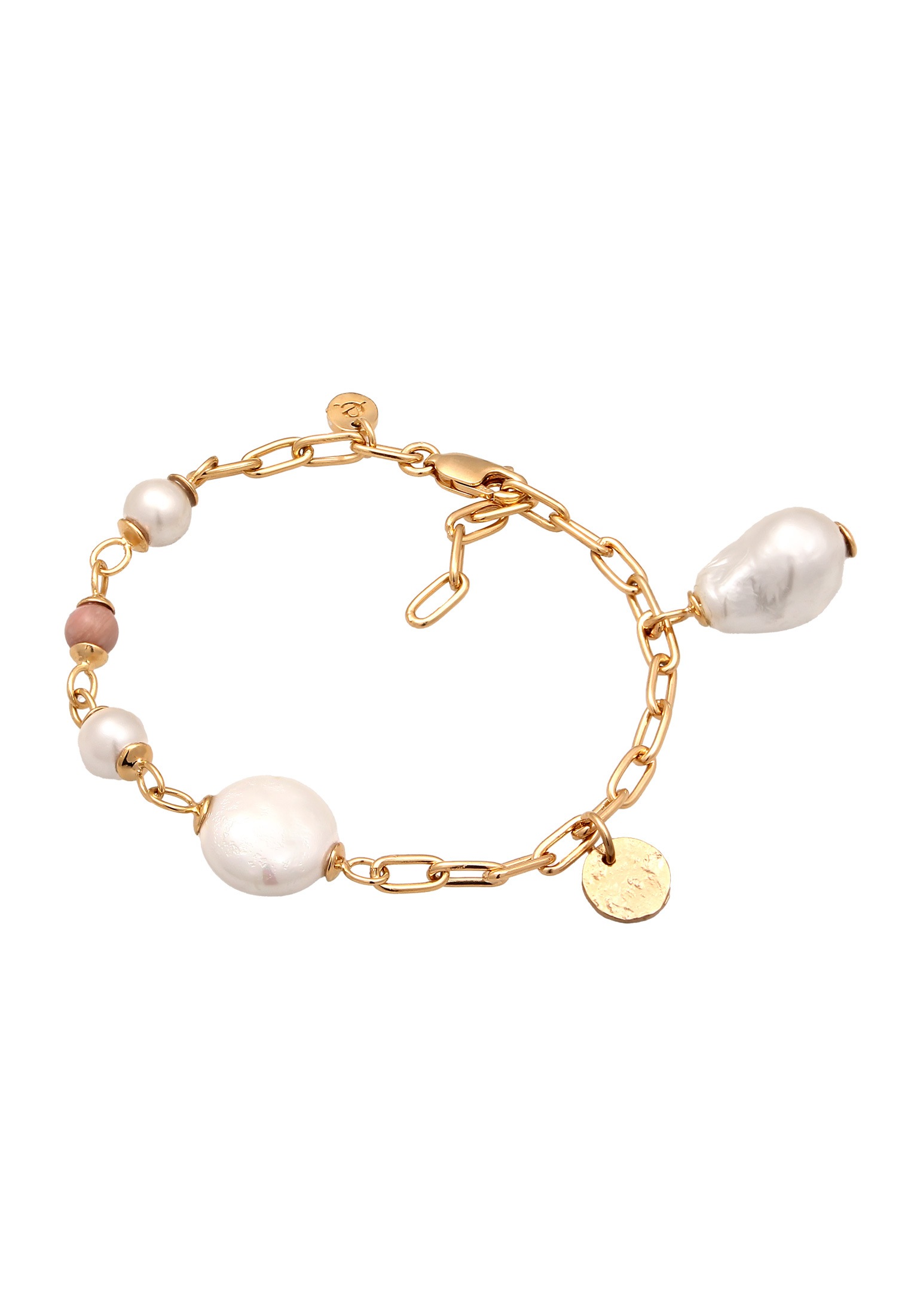 Elli Premium Armkette »Armband Süßwasserzuchtperle Rhodonite Rosa 925 Sterling Silber Vergoldet«