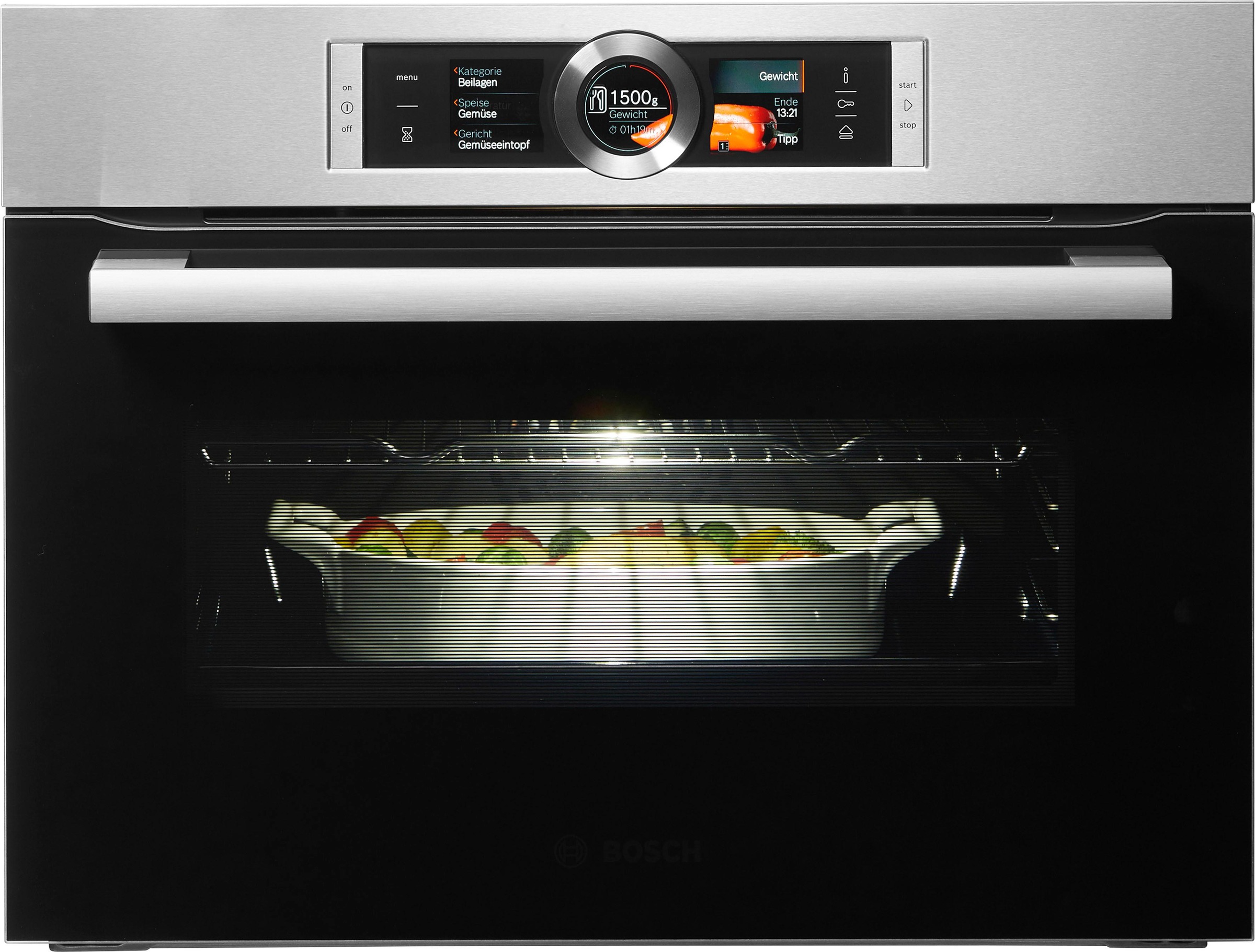 BOSCH Dampfbackofen 8 »CSG636BS3«, mit Teleskopauszug nachrüstbar, ecoClean Direct, mit softClose