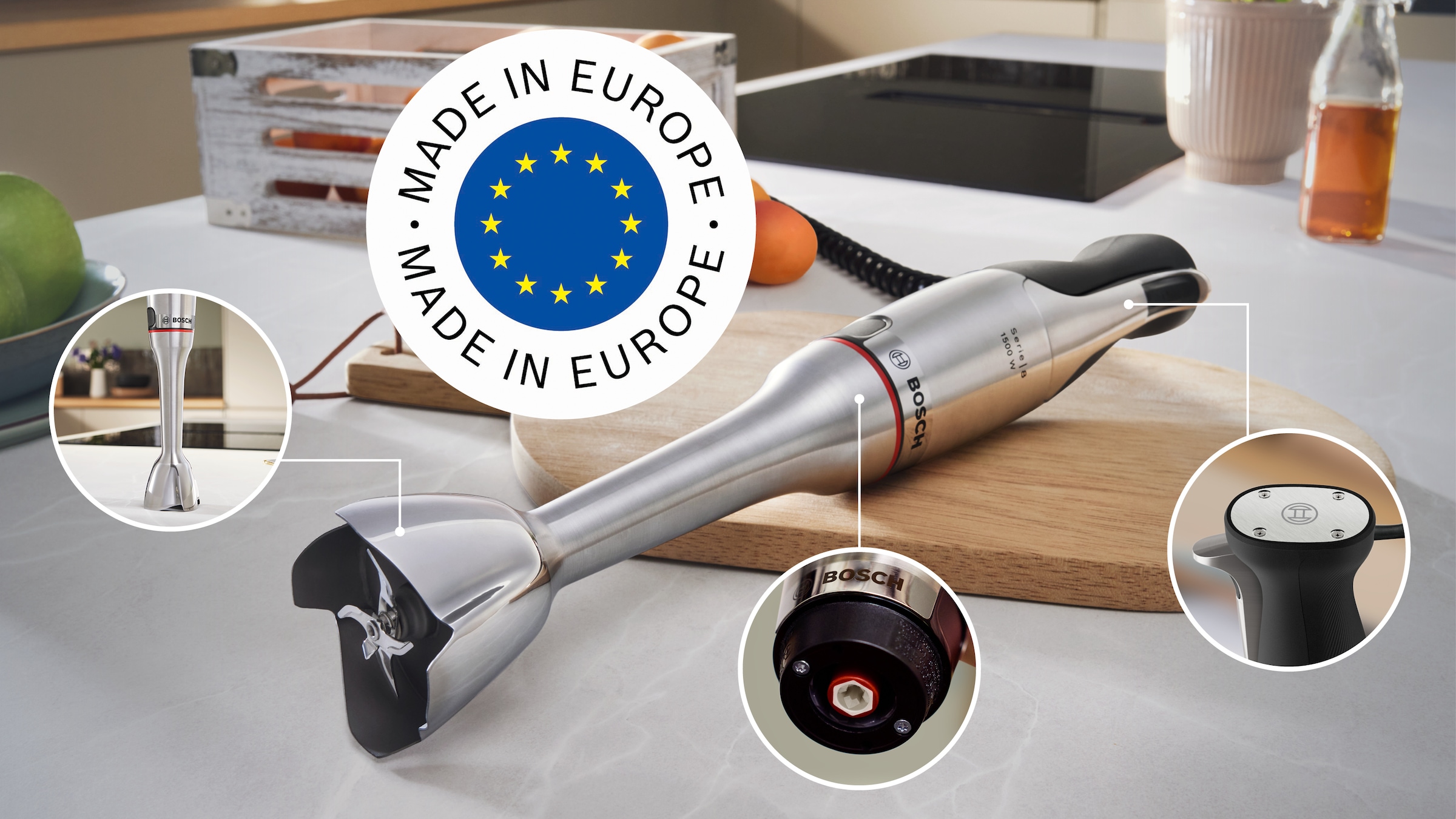 BOSCH Stabmixer »ErgoMaster Serie 8, MSM8M934, Doppelschneebesen, Becher, Zerkleinerer« 1500 W 6 Klingen Edelstahl, Spiralkabel, Keramikkupplung, luftgekühlter Motor