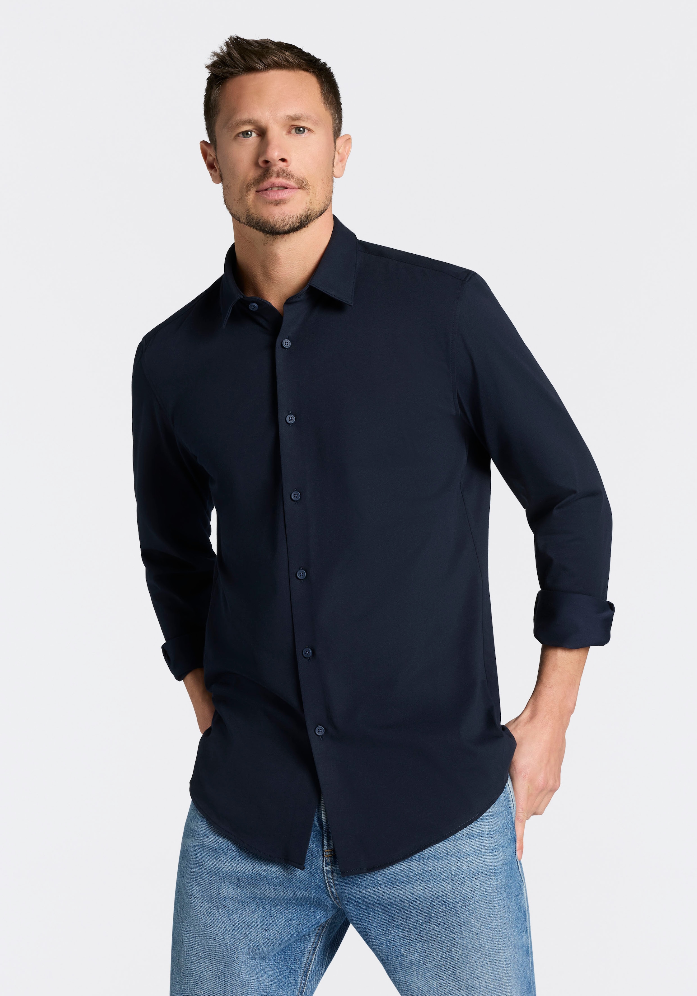 BOSS Businesshemd »HANK« Kentkragen, Slim Fit, Baumwoll-Mix mit Performance-Stretch