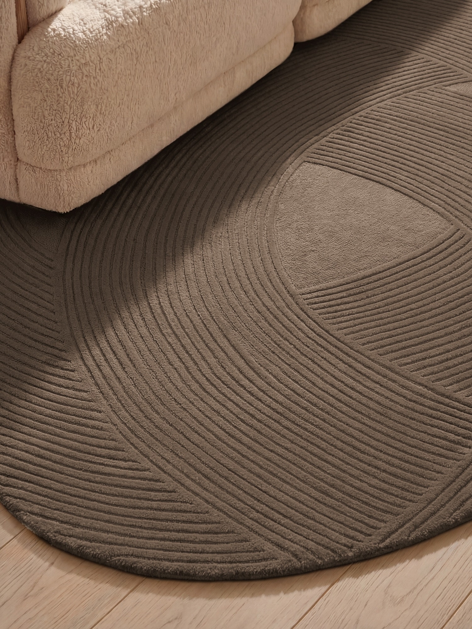 Ted Baker Wollteppich »Wollteppich Victoria« rechteckig 18 mm Höhe Naturteppich Wolle, Hoch-Tief-Design, Wohnzimmer, Schlafzimmer