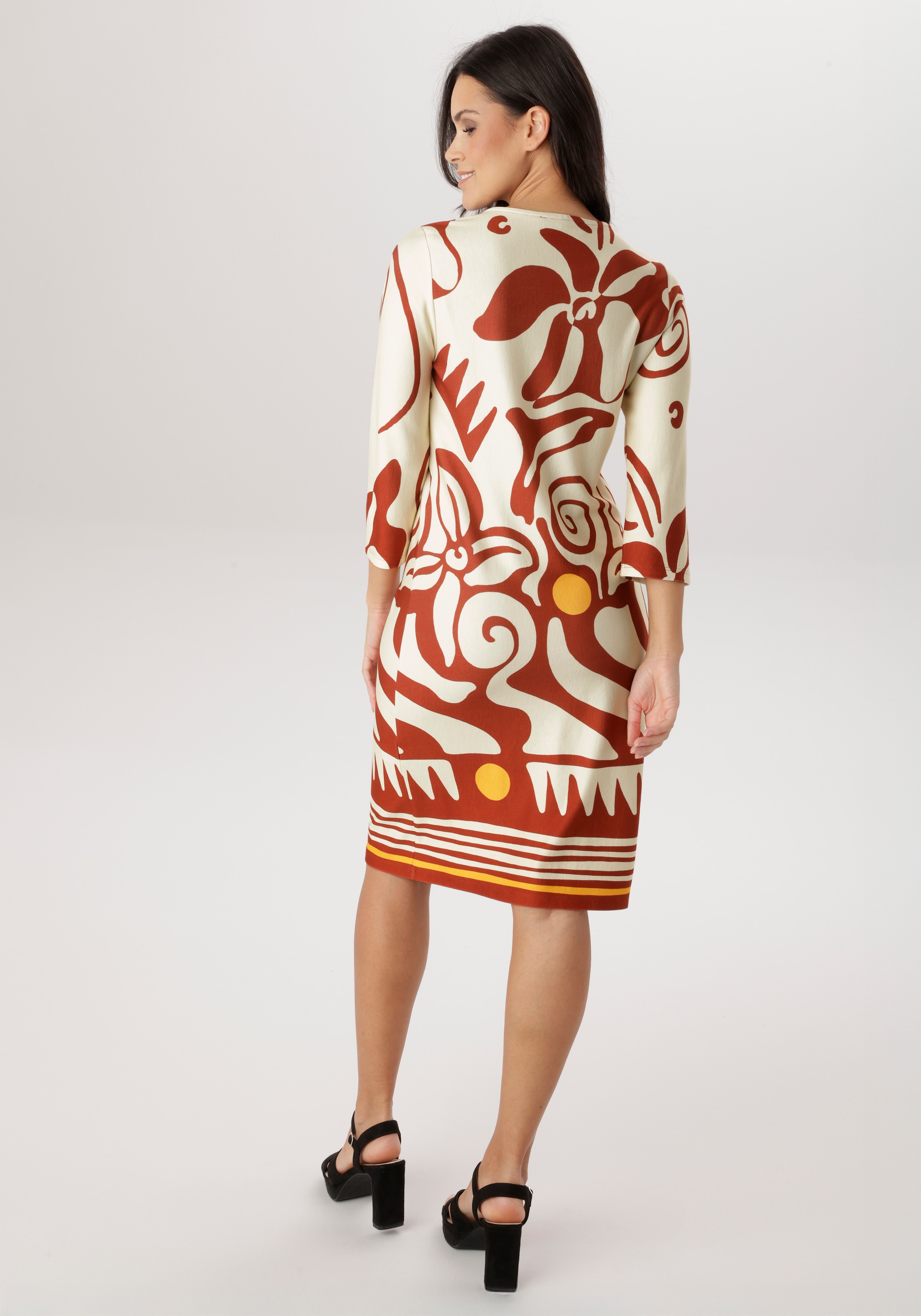 Aniston SELECTED Jerseykleid mit gestreifter Bordüre am Saum - NEUE KOLLEKTION