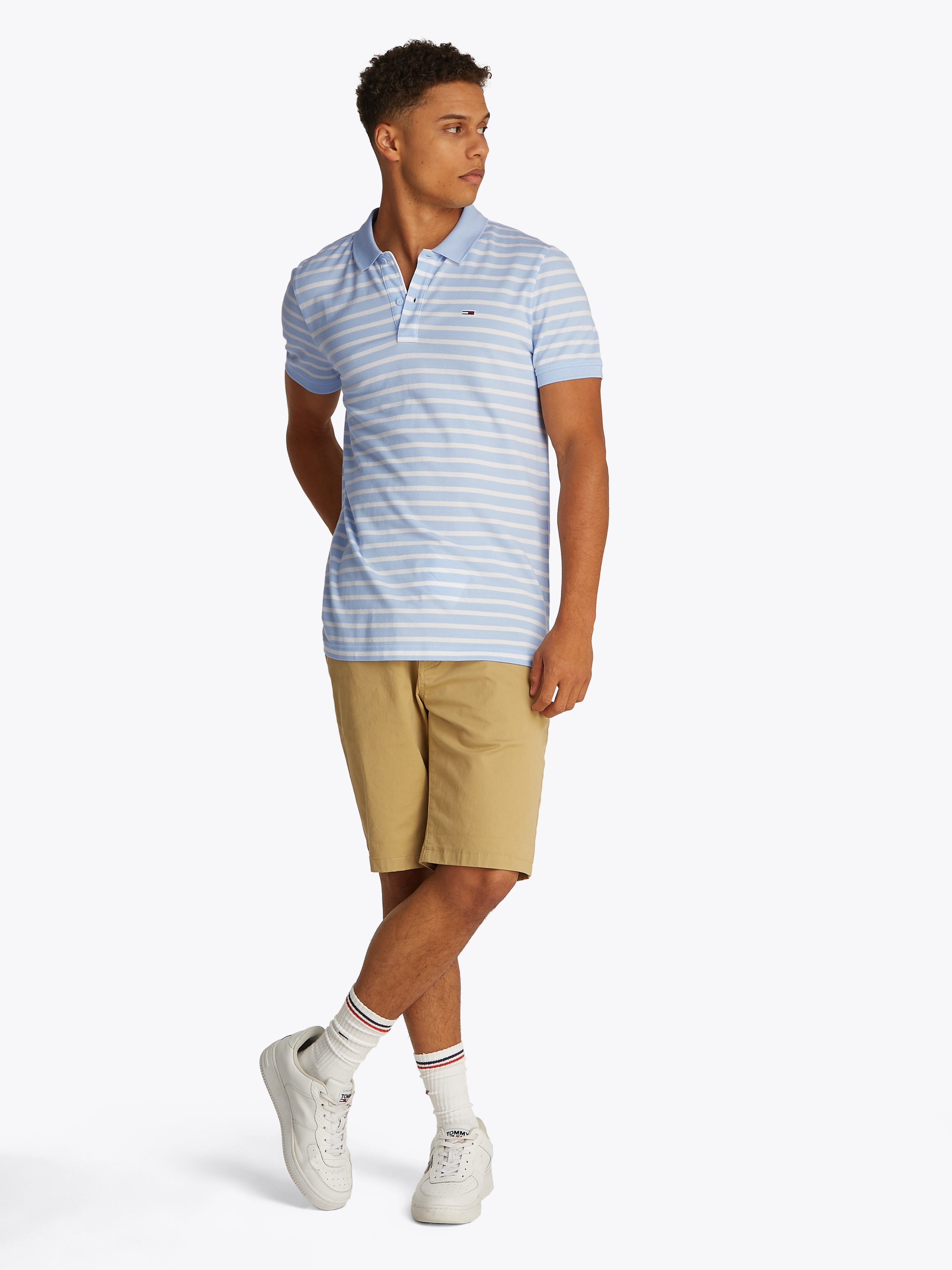 Tommy Jeans Poloshirt »TJM SLIM PLACKET POLO EXT«, modisch geringelt