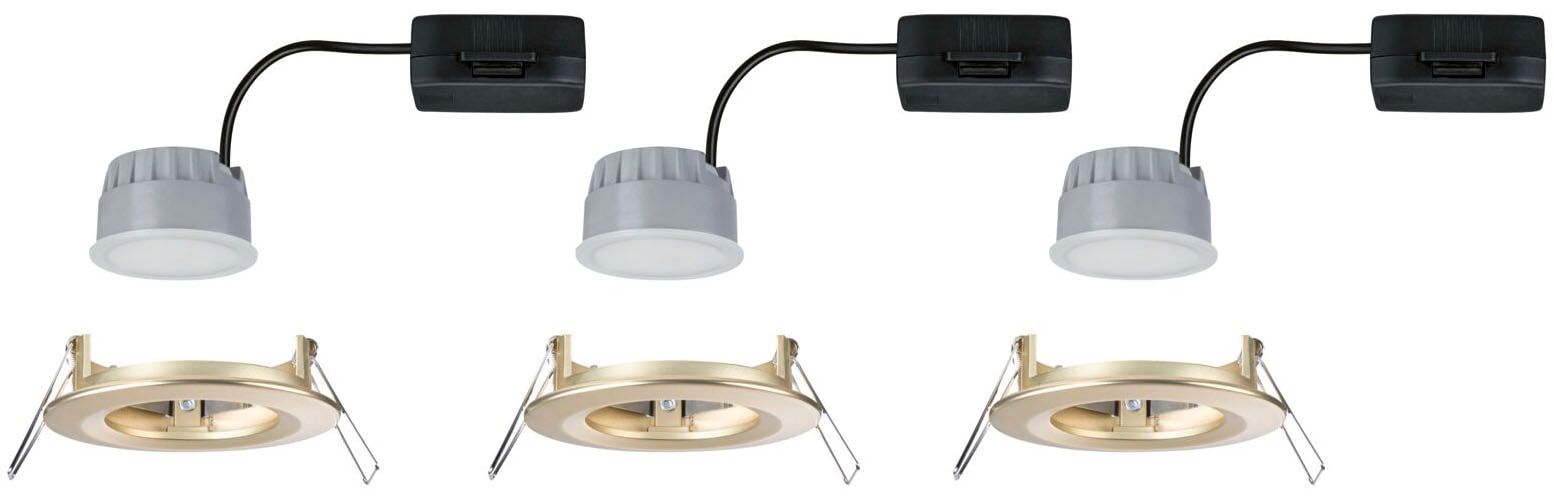 Paulmann LED Einbauleuchte »LED Einbauleuchte 3-Step-Dim Nova Coin IP44 rund 74mm Gold matt« LED-Modul 3 Stk. Warmweiß mehrere Helligkeitsstufen