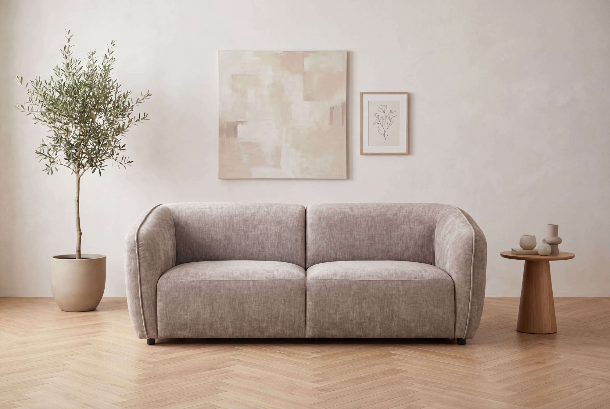 Home affaire 2,5-Sitzer »OSTRUP, Naturtöne, Boucle oder Chenille« Breite 201 cm, organische Form mit sanften Rundungen