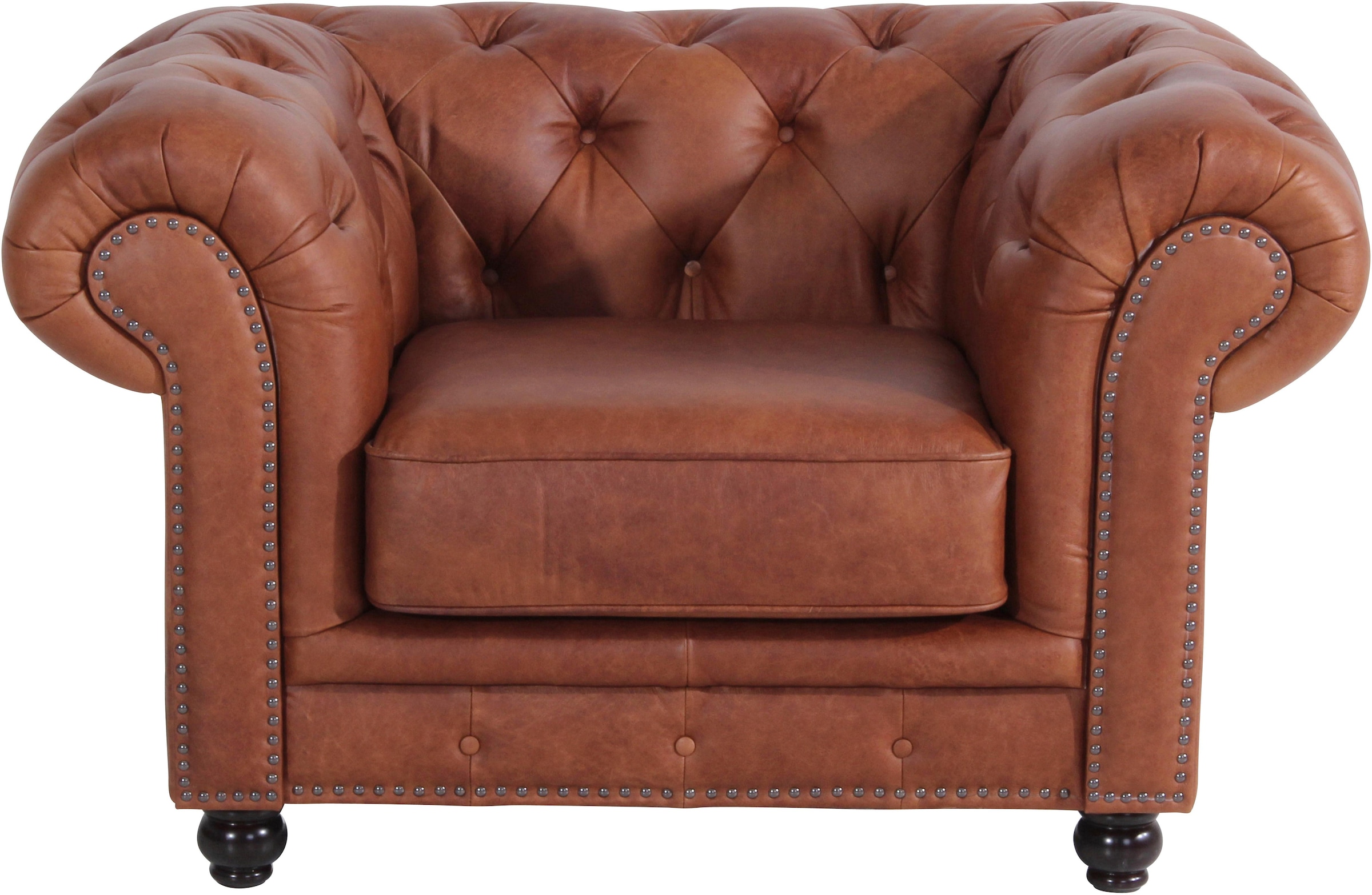 Max Winzer® Chesterfield-Sessel »Old England, Loungesessel, bequem, mit tollen Details«, Ledersessel mit Knopfheftung & Ziernägeln