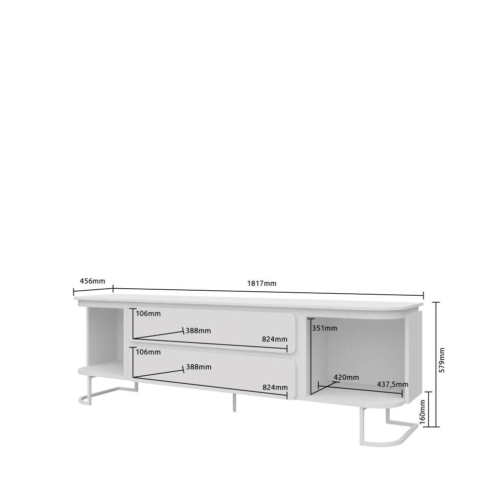 OTTO home Lowboard »AURA TV-Board, TV-Kommode, TV-Schrank, TV-Möbel, mit LED-Beleuchtung« UV lackiert, Soft Close Funktion, Metallrahmen als Basis des Elements
