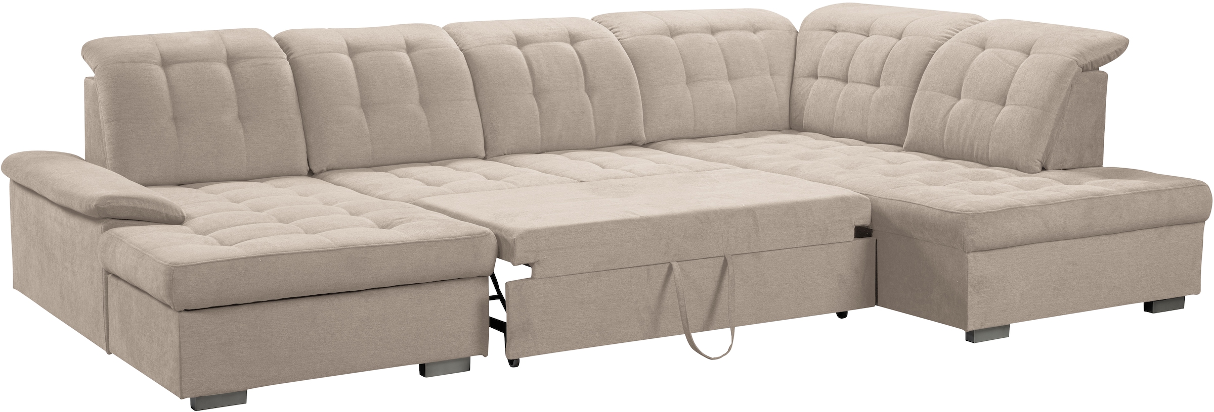 WERK2 Wohnlandschaft »Kordula-New Multifunktion Couch, Breite 332cm, U-Form«, Sofa in U-Form mit Schlaffunktion & Bettkasten, Schlafcouch