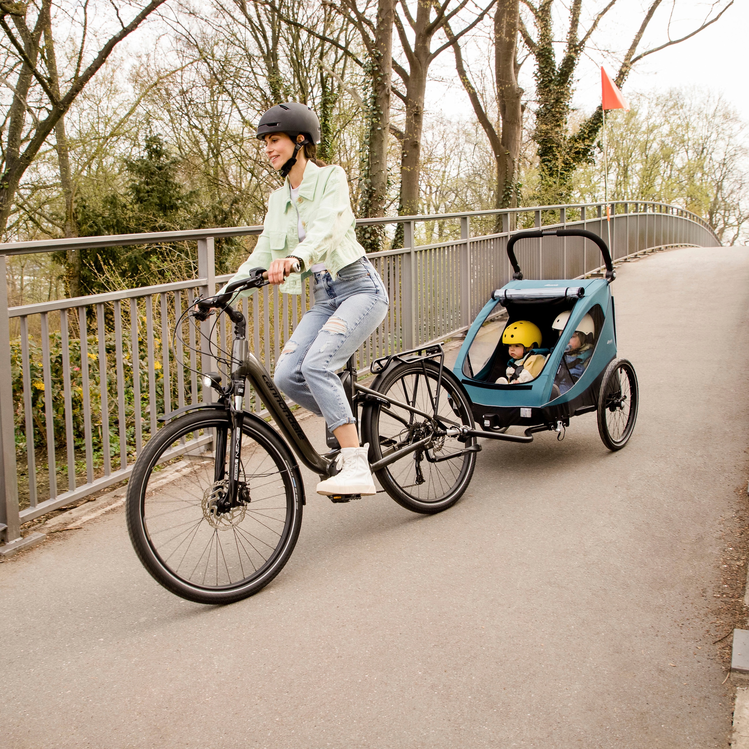 Hauck Fahrradkinderanhänger »2in1 Bike Trailer und Buggy Dryk Duo, petrol«, für 2 Kinder; inklusive Deichsel