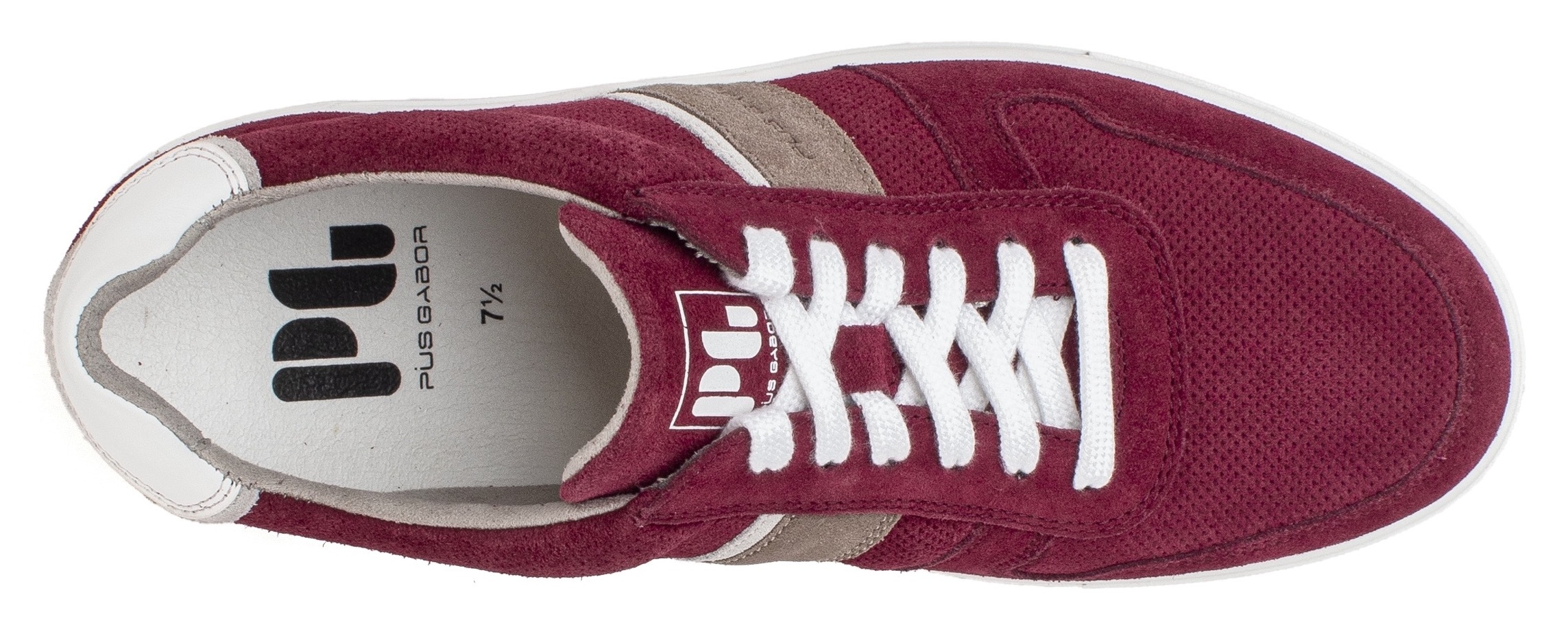 Pius Gabor Sneaker, Freizeitschuh, Halbschuh, Schnürer mit Kontrastbesätze, Weite G