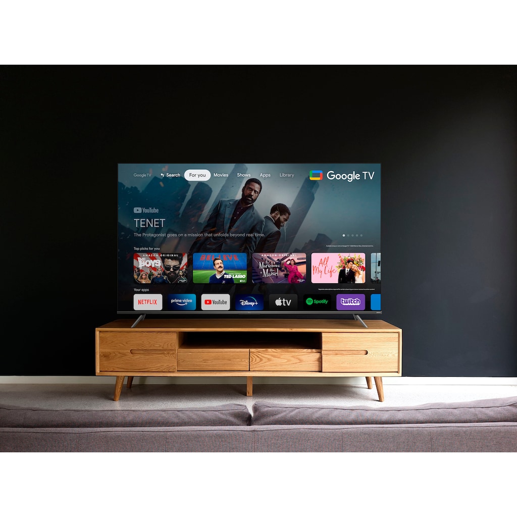 TCL QLED-Fernseher »75C631X1«, 189 cm/75 Zoll, 4K Ultra HD, Smart-TV-Google TV, HDR Premium, Dolby Atmos, HDMI 2.1, Metallgehäuse, ONKYO-Sound