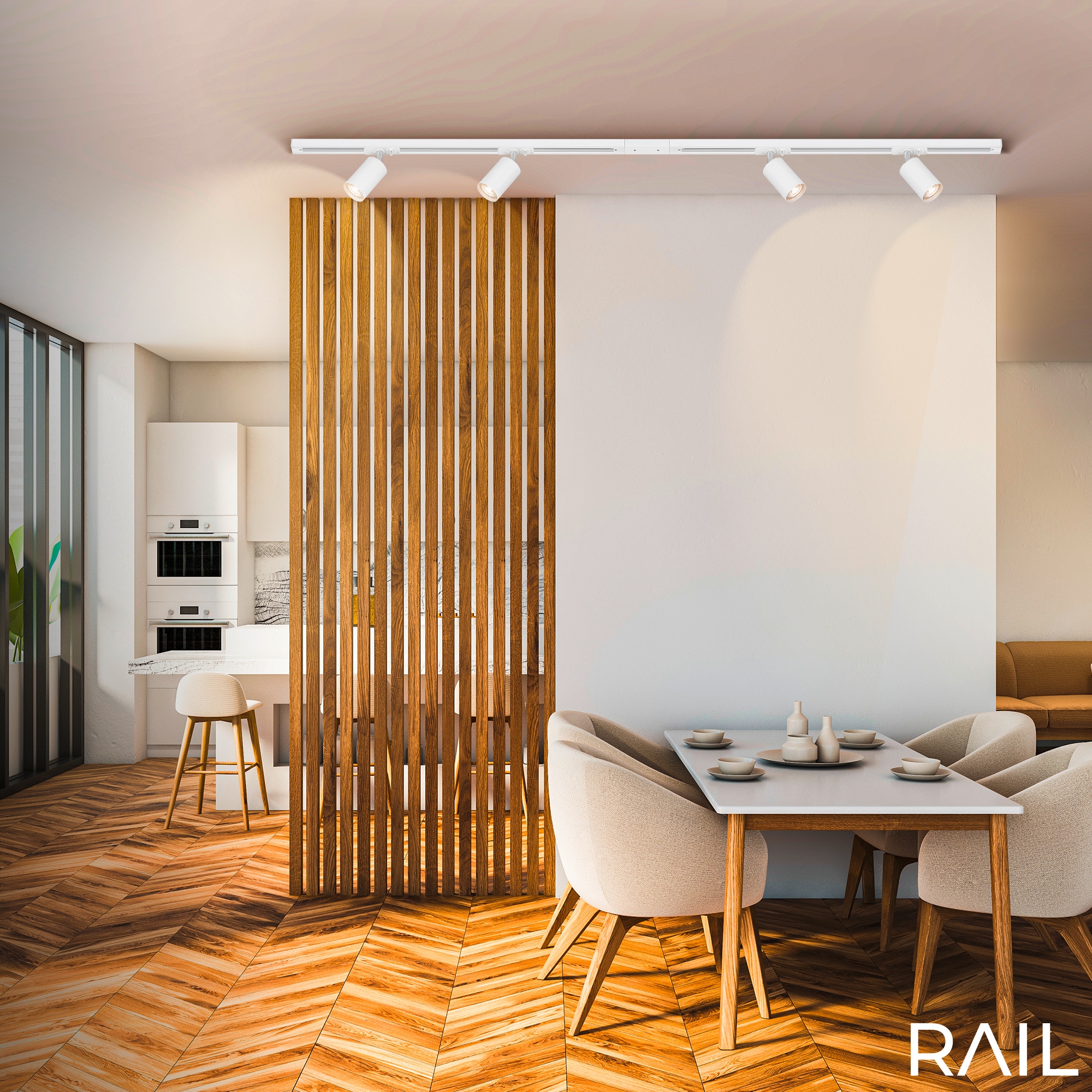 Briloner Leuchten Schienensystem-Sets »RAIL« GU10 9 Stk. Schienensystem Rail 1,5 m Weiß max. 9W Decke Wohnzimmer Büro Küche