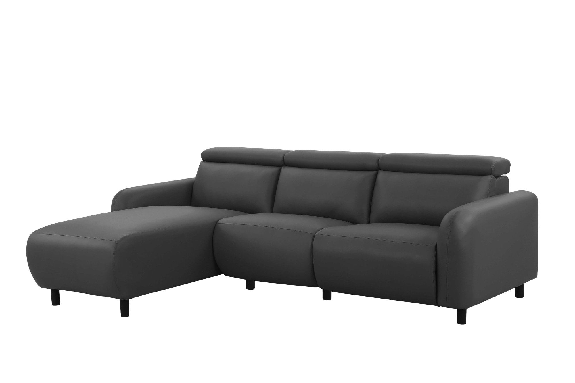 Home affaire Ecksofa »SKAANE Kunstleder, L-Form, 274 cm, manuelle u. elektrische Funktion,«, rundes Design, Kopfteilverstellung, Federkernpolsterung