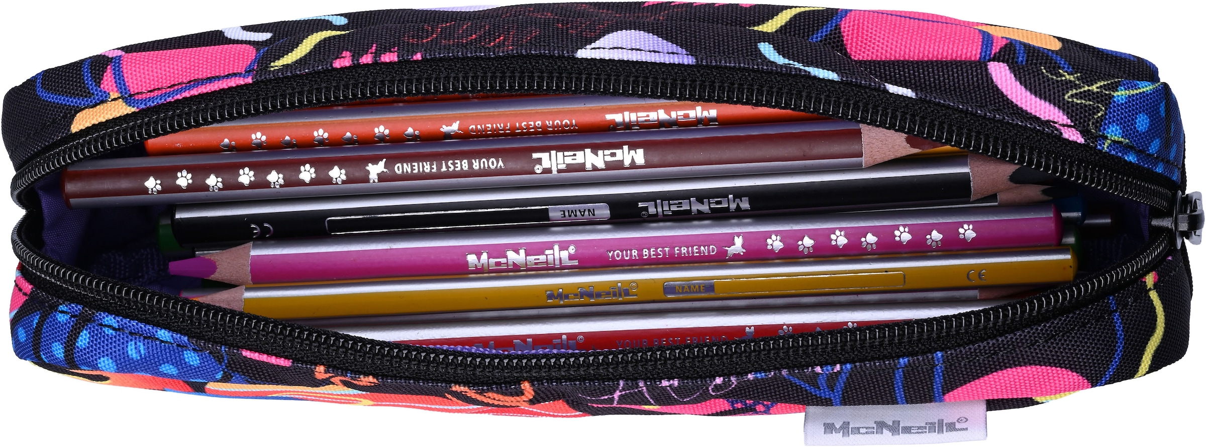 McNeill Schulranzen »Perfecto, Disney Stitch, black« Reflektierende Streifen auf den Schultergurten;Retroreflektierende Flächen inkl. Federmäppchen, Turnbeutel, Schlamperrolle & Motivmagnet