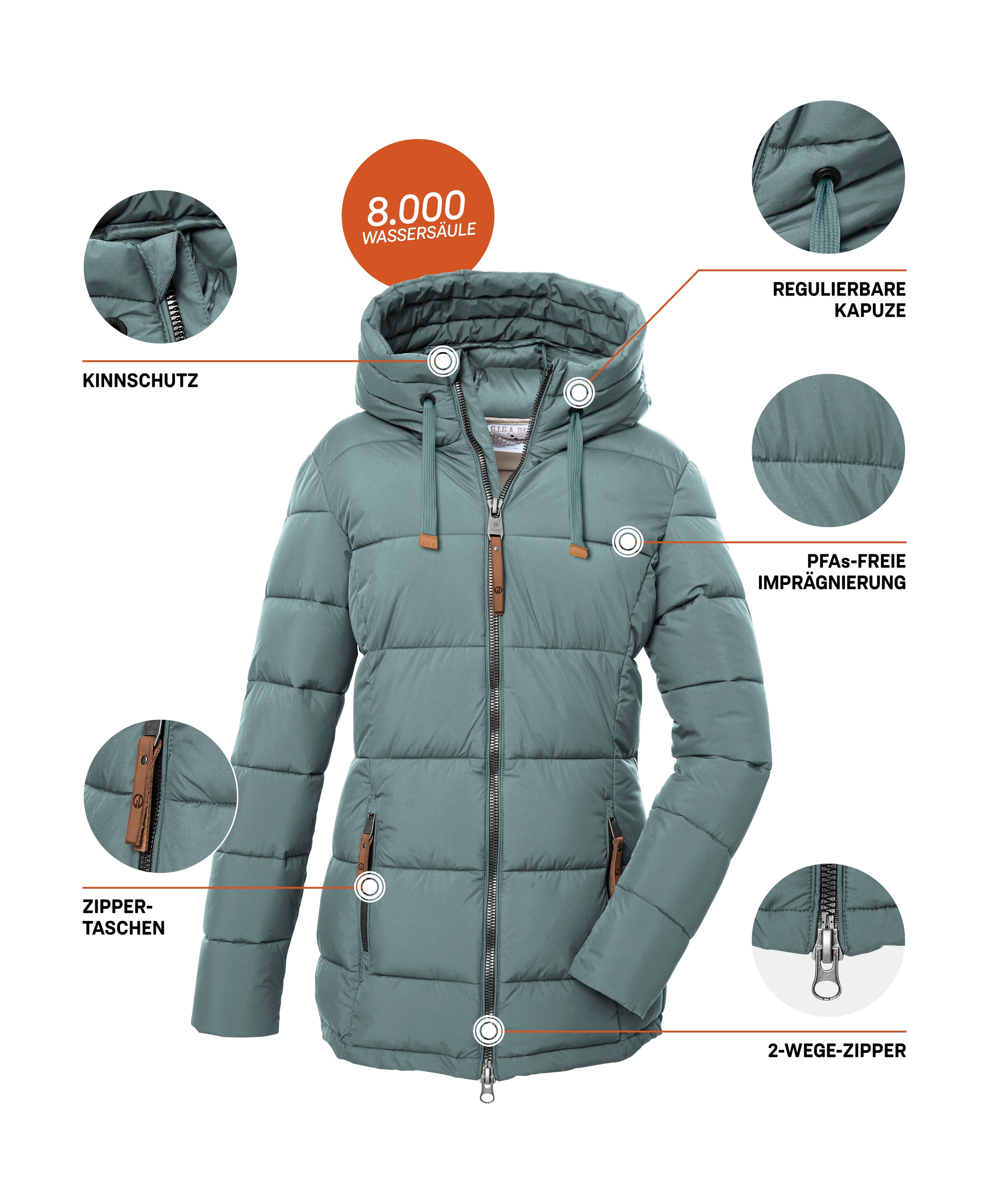 G.I.G.A. DX by killtec Steppjacke »GW 12 WMN QLTD JCKT« Steppjacke: wasserabweisend, atmungsaktiv, hoher Kragen, Kapuze