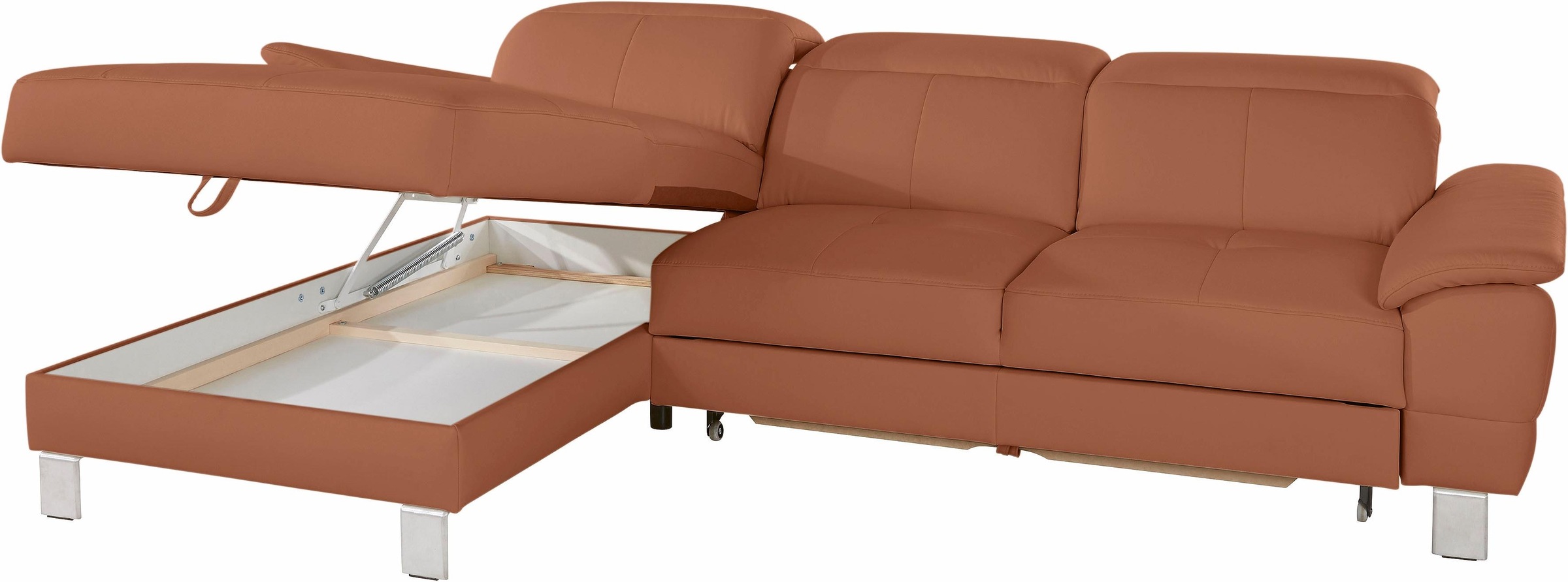 exxpo - sofa fashion Ecksofa »Mantua 2, inkl. Kopf- bzw. Rückenverstellung, bequem, L-Form«, wahlweise mit Bettfunktion und Bettkasten, tolle Verarbeitungsdetails