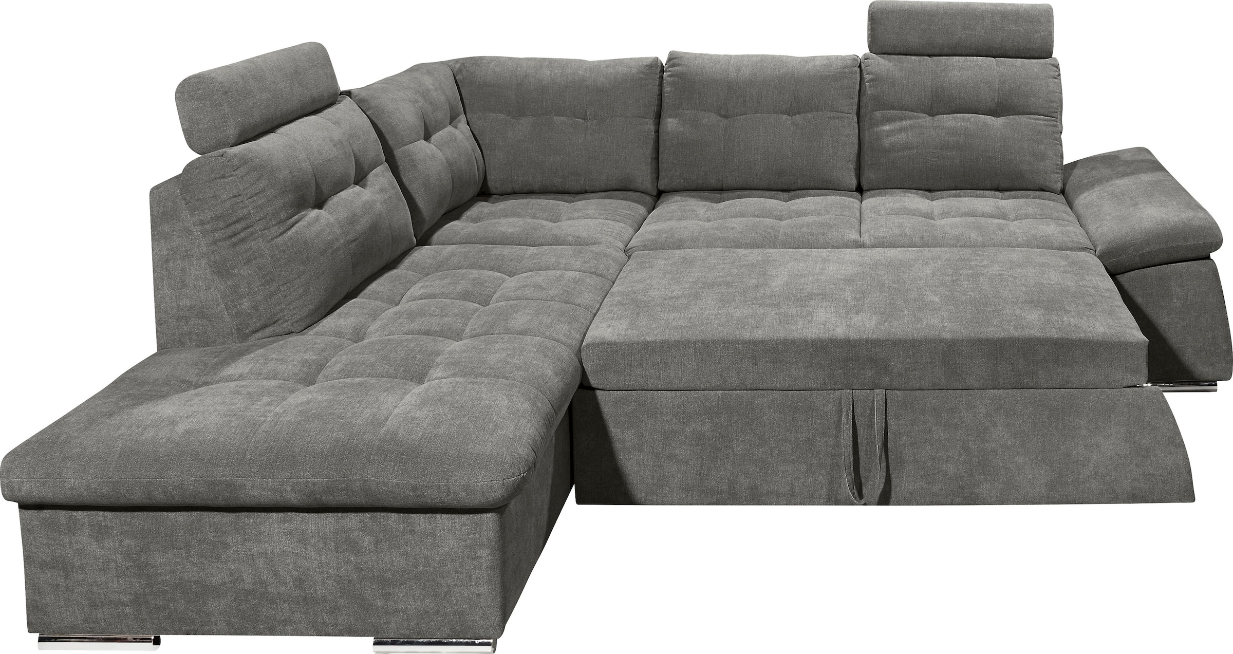 ED EXCITING DESIGN Ecksofa »Nalo L-Form«, mit Bettfunktion, Armteilverstellung, Kopfstützen & 2 Nierenkissen