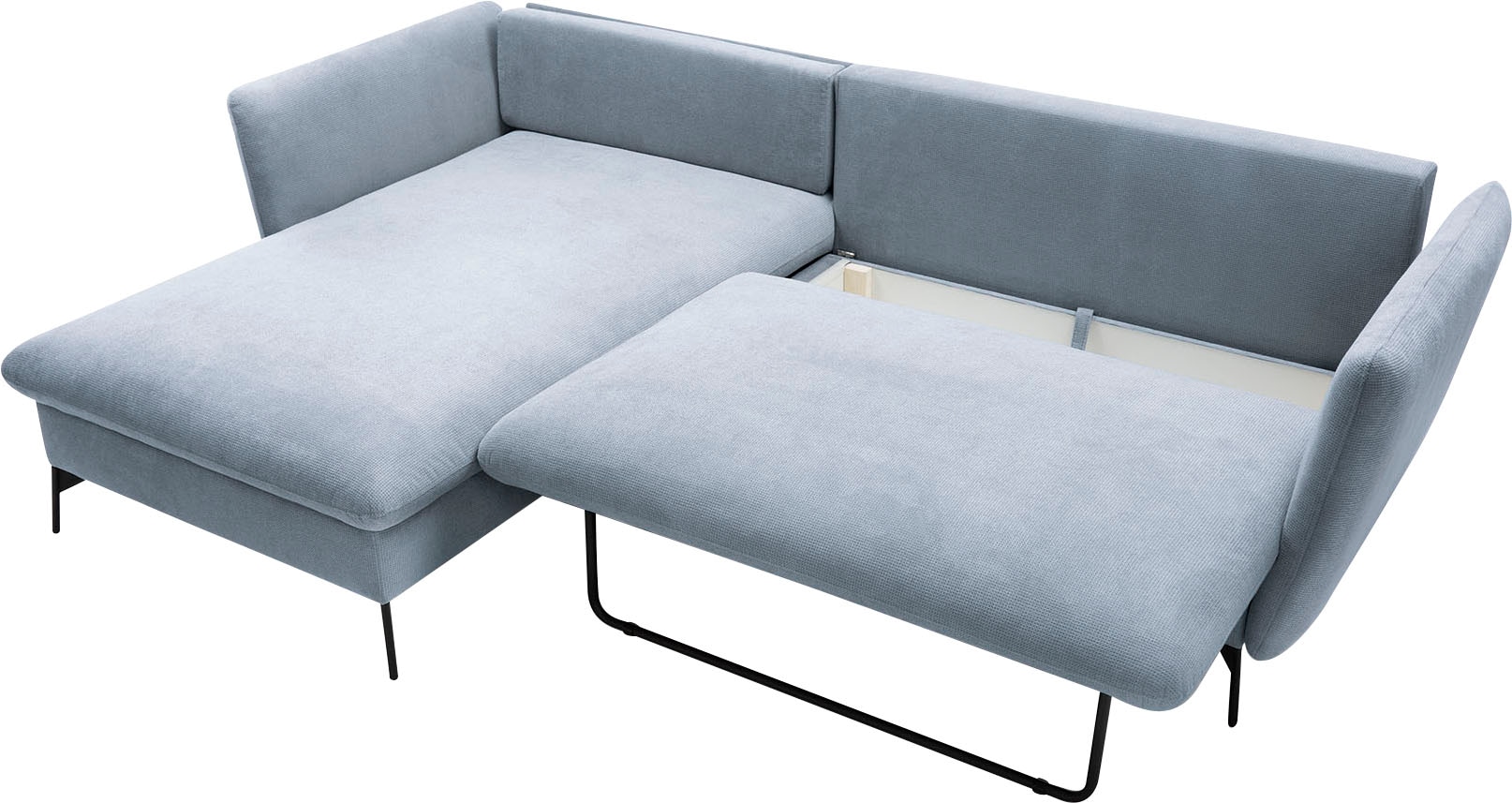 andas Ecksofa »LIVORNO,258 cm, L-Form,«, Schlaffunktion u. Bettkasten (139/224cm), Samt, Struktur, Webstoff