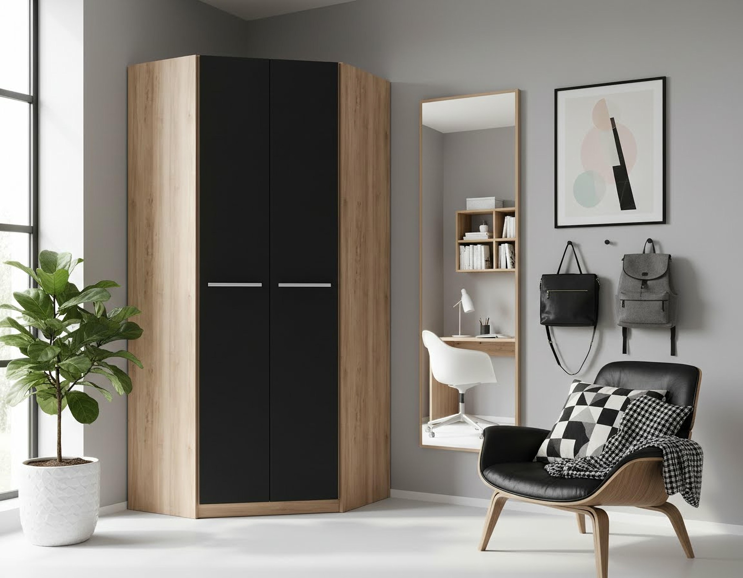 priess Eckkleiderschrank »Barcelona Kleiderschrank Ecklösung Raumwunder« in 2 Tiefen Schrank Eckschrank Garderobe