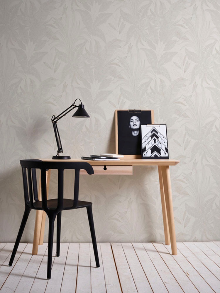 living walls Vliestapete »Stories of Life florale Tapete Blätter Creme Beige« Wald | botanisch | floral leicht strukturiert Metallic Vliestapete für Schlafzimmer Tapeten Wohnzimmer Schlafzimmer