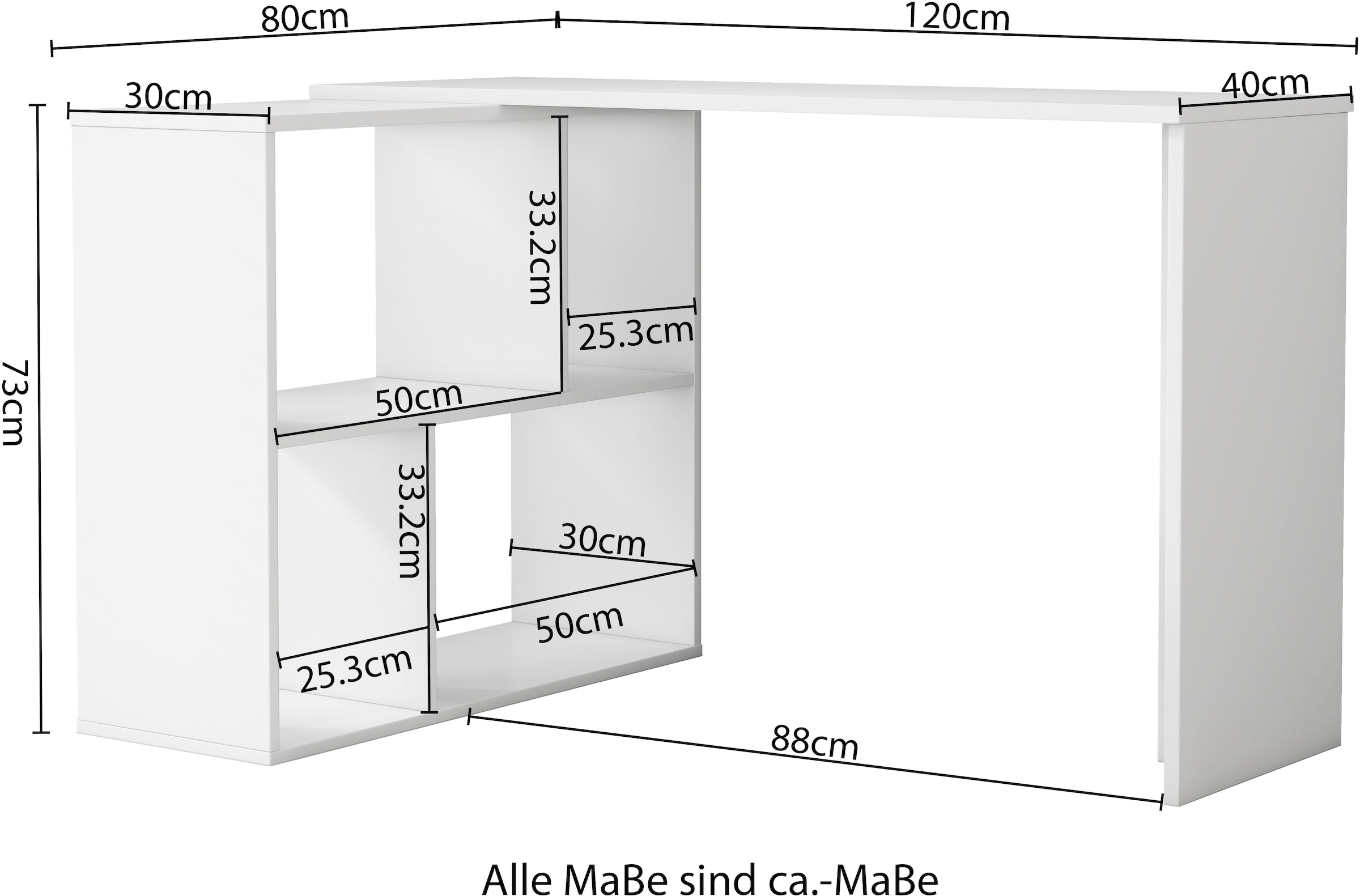 OTTO home Eckschreibtisch »Jaaron« mit vier offenen Fächern, modernes und elegantes Design