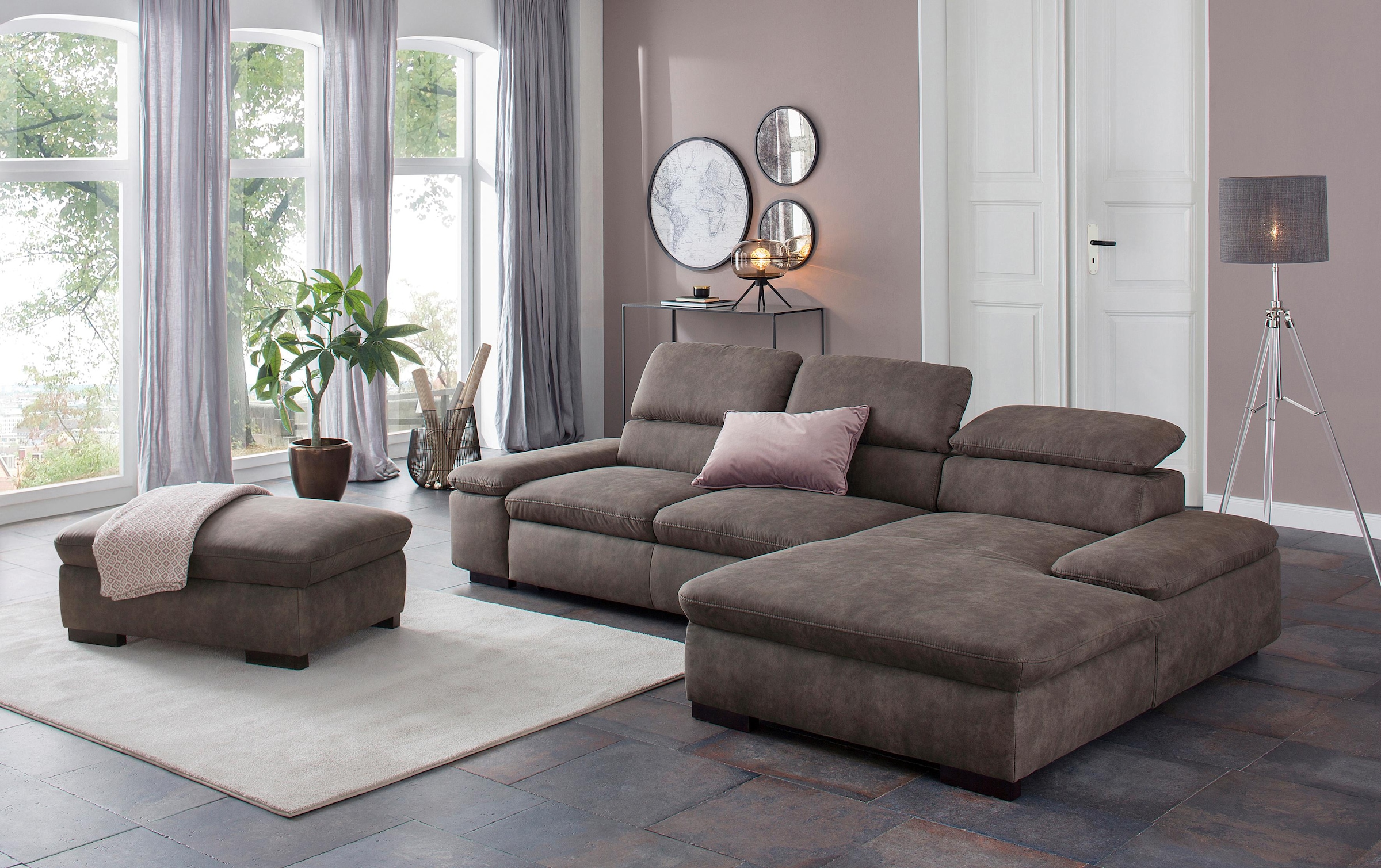 Home affaire Ecksofa »Alberto L-Form«, mit Kopfteilverstellung, wahlweise mit Bettfunktion
