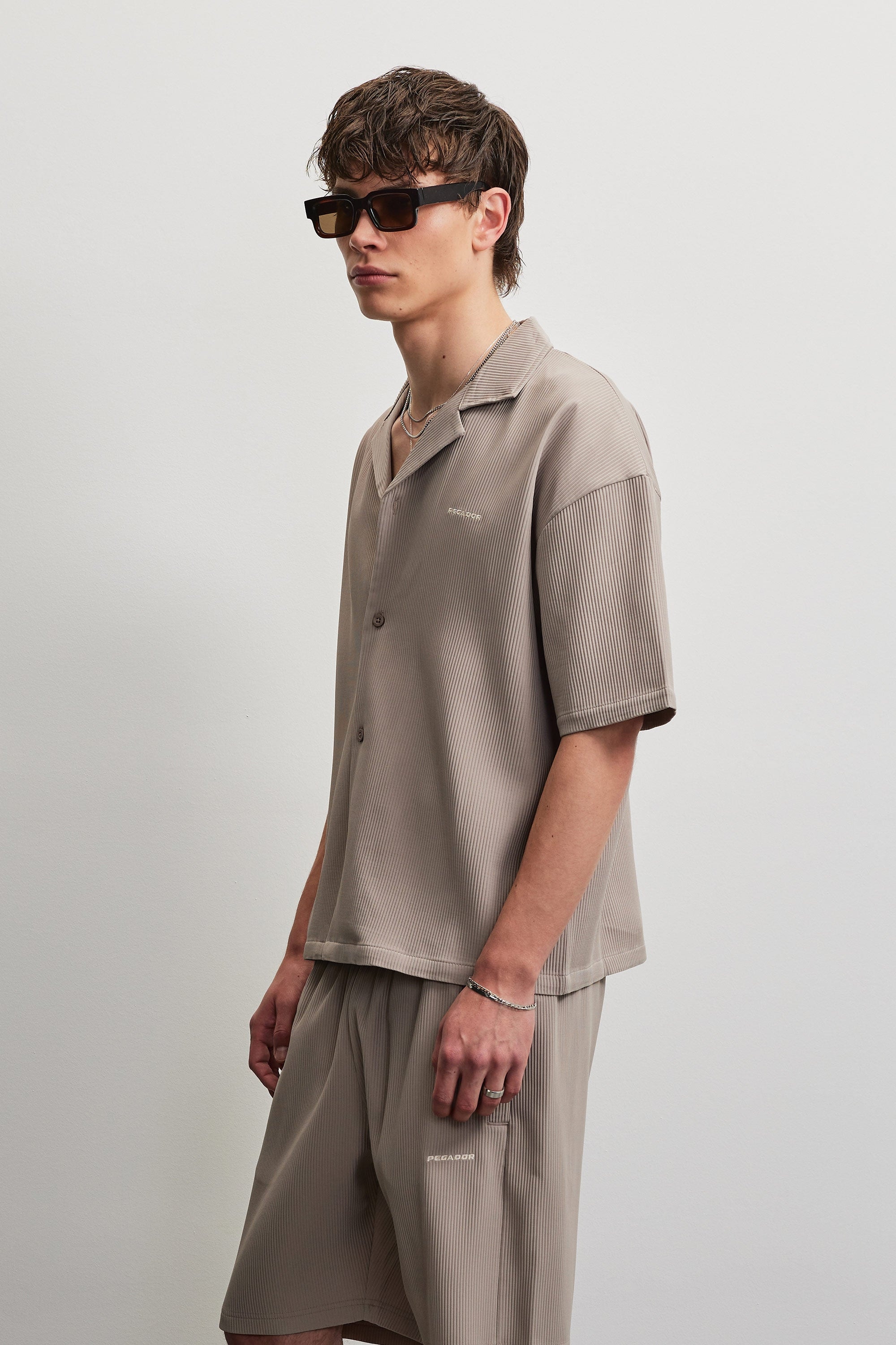 PEGADOR Kurzarmhemd »TROY PLISSEE SUMMER SHIRT« Baumwollmischung, regular fit