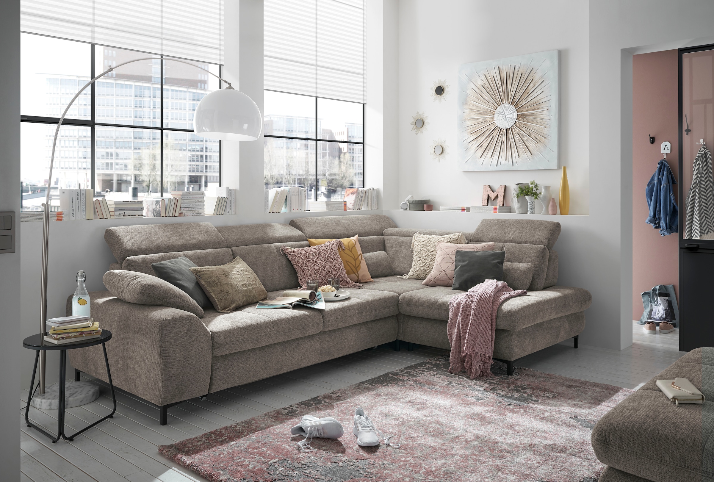 set one by Musterring Ecksofa Kaltschaumpolsterung, Flachgewebe, whlw. mit Funktionen, Sitzhöhe 49