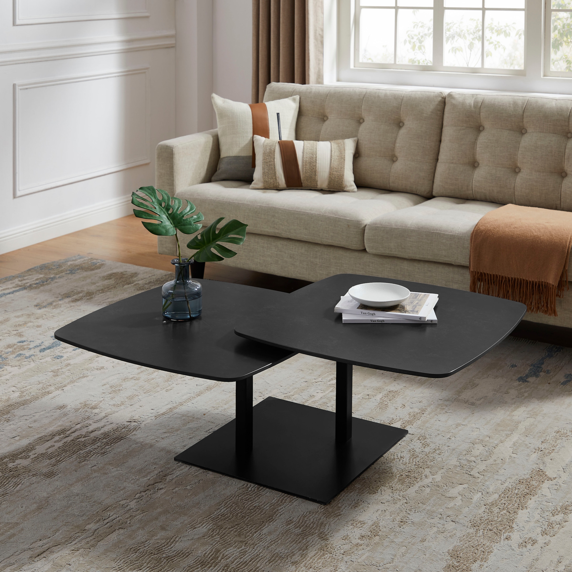 OTTO home Couchtisch »Orsini« mit verschiebbarer Tischplatte in Steinoptik, robustem Metallgestell