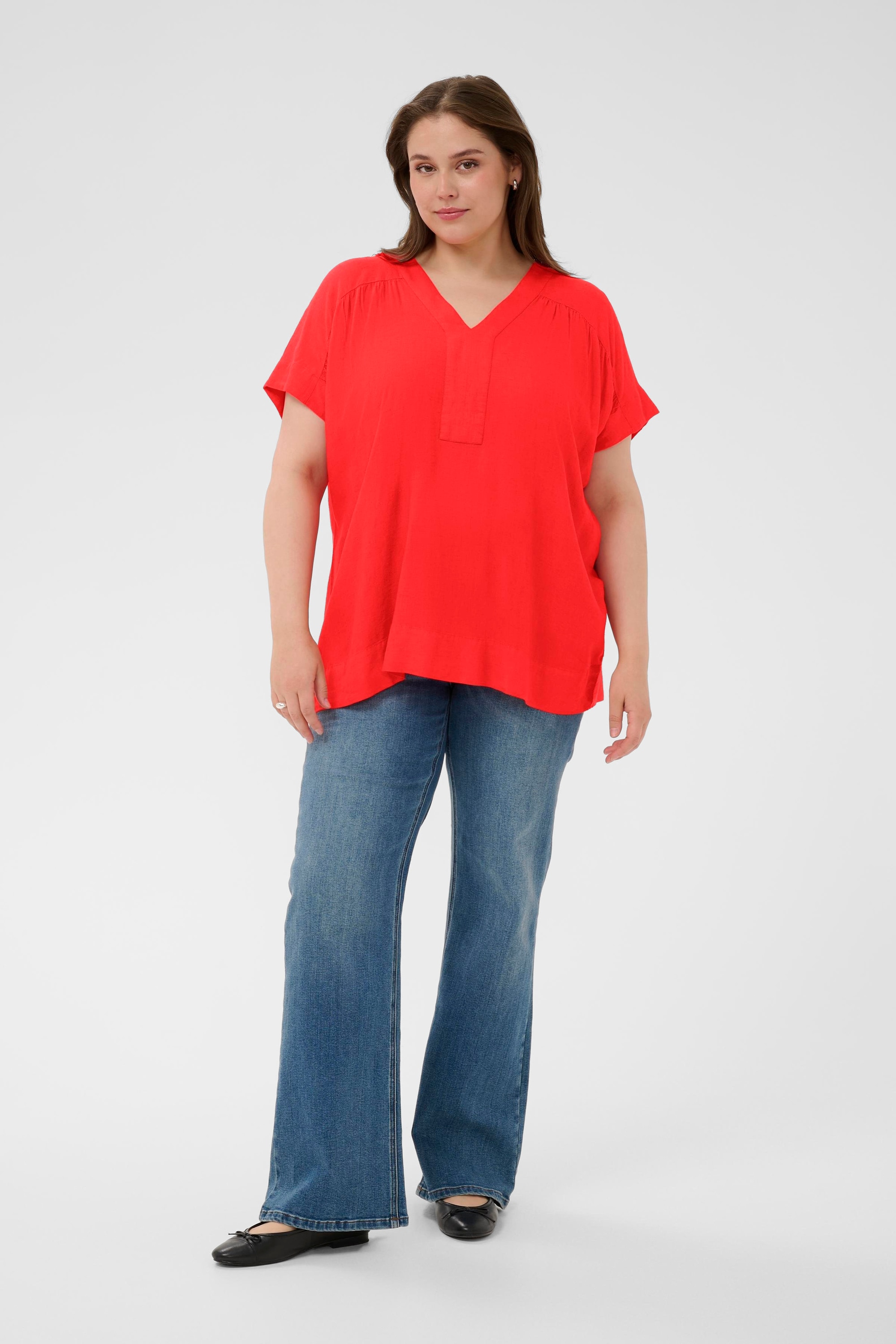 KAFFE Curve Kurzarmbluse »Damen Bluse kurzarm KCmille«