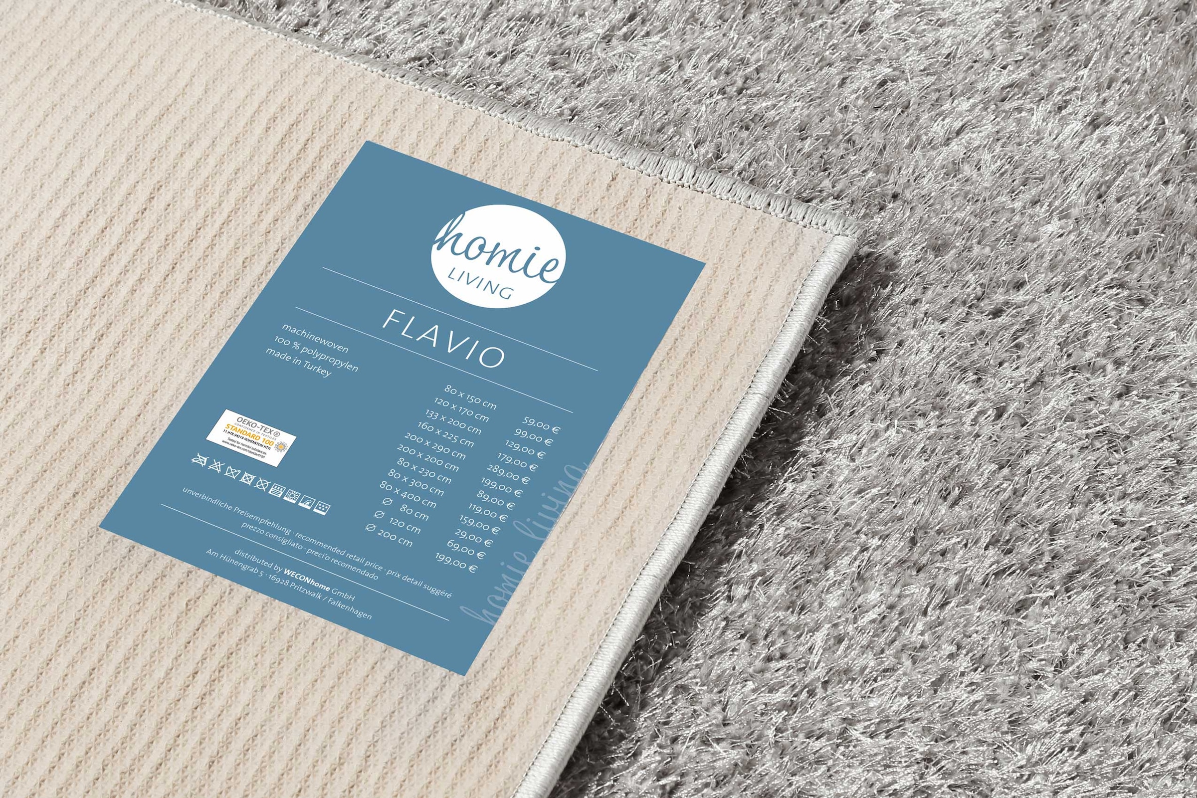 Homie Living Teppich »Flavio«, rechteckig, 30 mm Höhe, Hochflor, gewebt, weich, uni, Wohnzimmer, Schlafzimmer, waschbar
