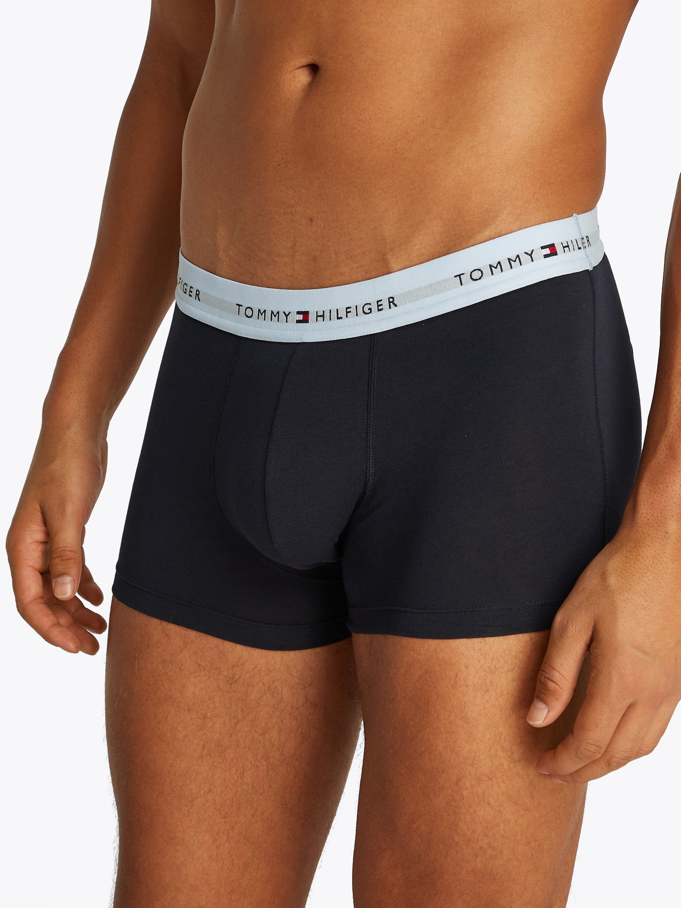 Tommy Hilfiger Underwear Boxer »TRUNK 3 PACK«, (3 St.), mit kontrastfarbenem Logobund