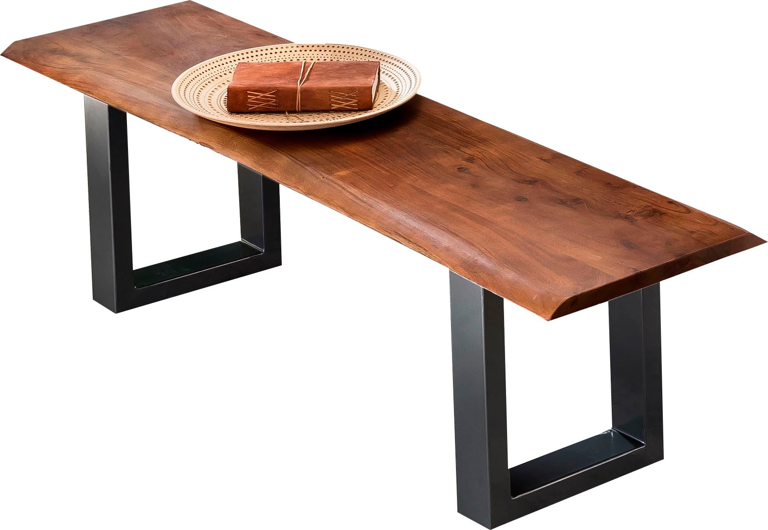 SIT Bank »Tables&Tops«, aus massiver Akazie, mit schwarzem Metallgestell