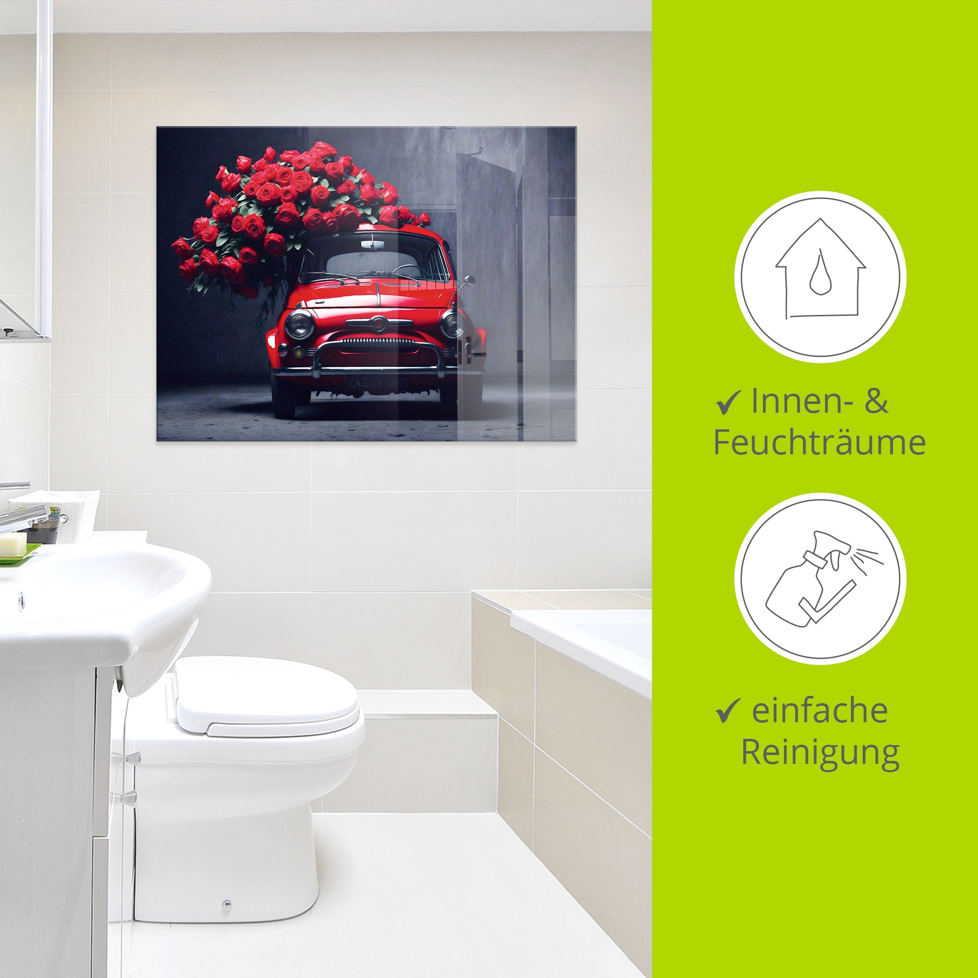 Artland Glasbild »Rote Rosen für den kleinen Italiener« 1 Stk. tlg. in verschiedenen Größen