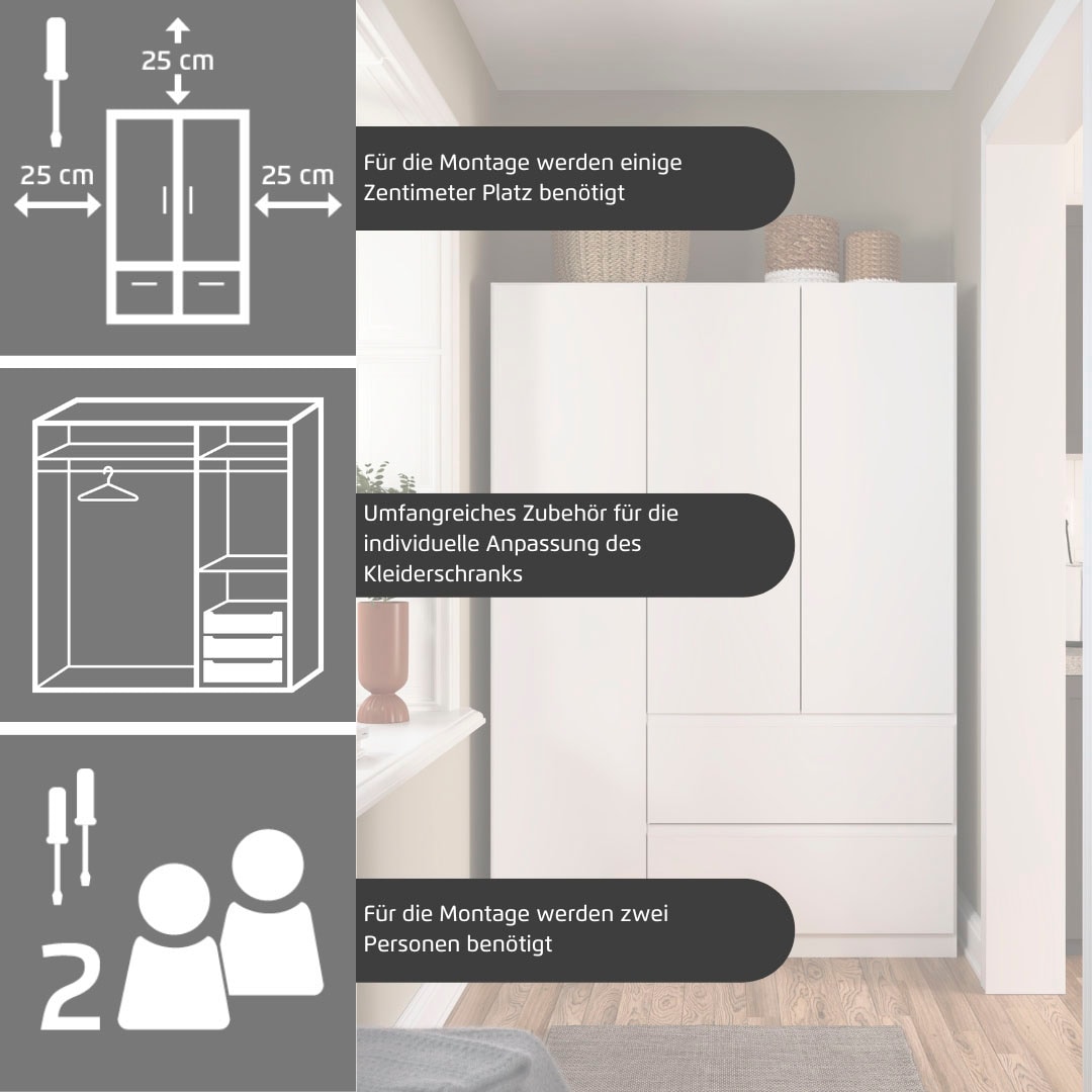 rauch Drehtürenschrank »Kleiderschrank Schrank Garderobe Wäscheschrank COSTA Breite 91 cm« in 3 Ausstattungen BASIC/CLASSIC/PREMIUM,  mit griffloser Front und Push-to-Open Funktion MADE IN GERMANY