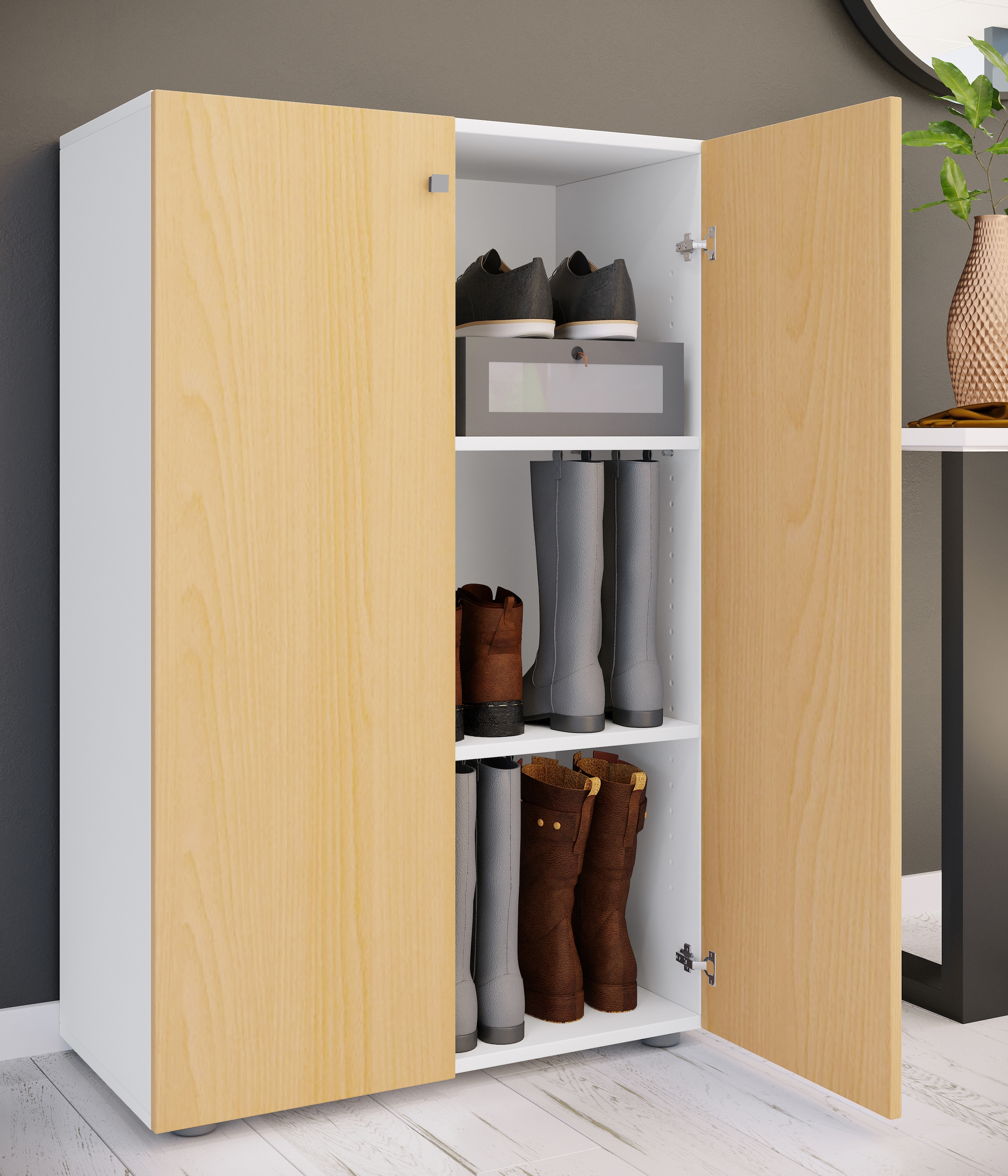 VCM Schuhschrank »VCM XL Holz Großer Schuhschrank Schuhregal Groß Stiefel Dielenmöbel Lona 3 Fächer«, (1 St.)