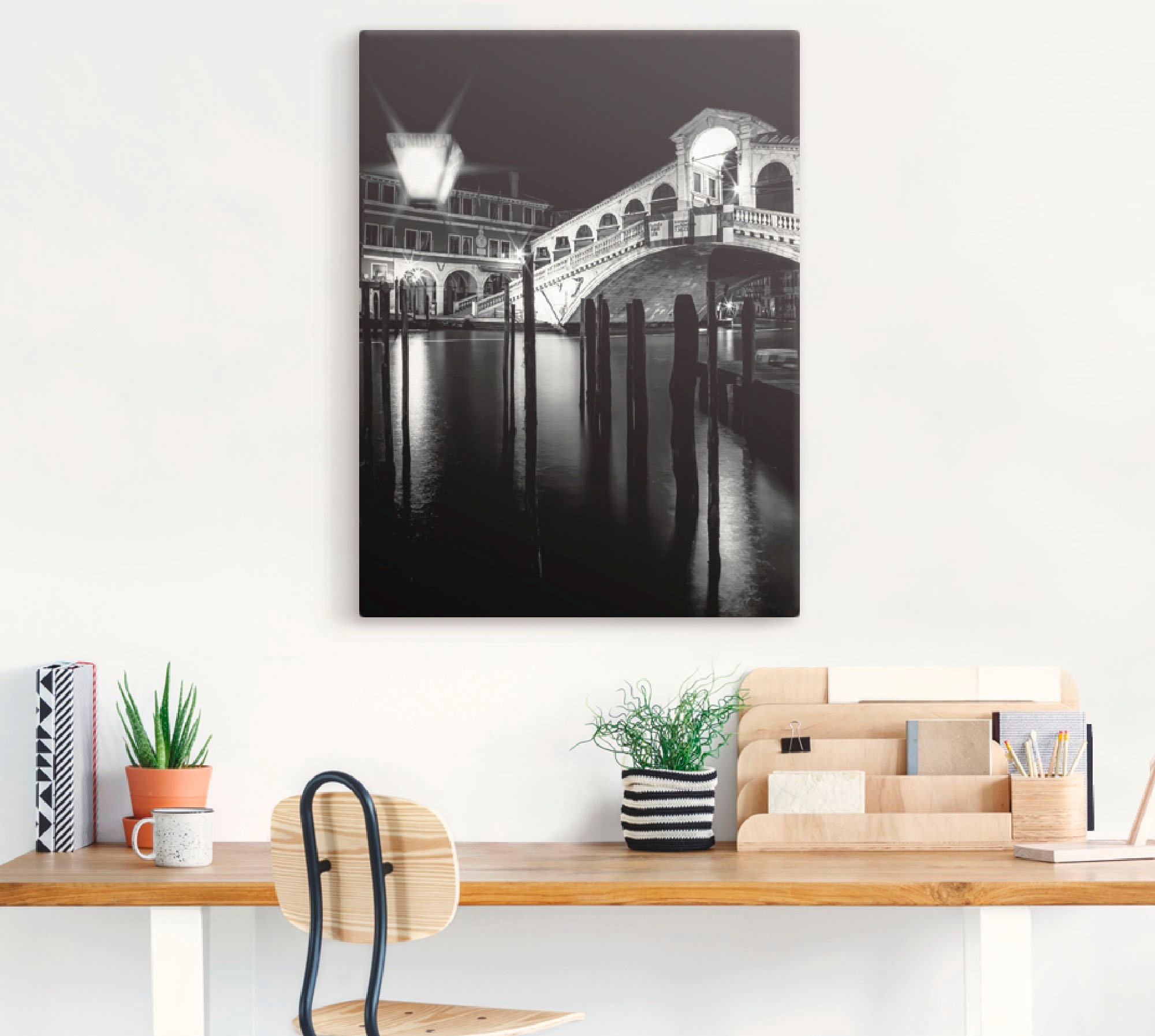 Artland Wandbild »Venedig Canal Grande & Rialto Brücke I«, Brücken, (1 St.), in vielen Größen & Produktarten - Alubild / Outdoorbild für den Außenbereich, Leinwandbild, Poster, Wandaufkleber / Wandtattoo auch für Badezimmer geeignet