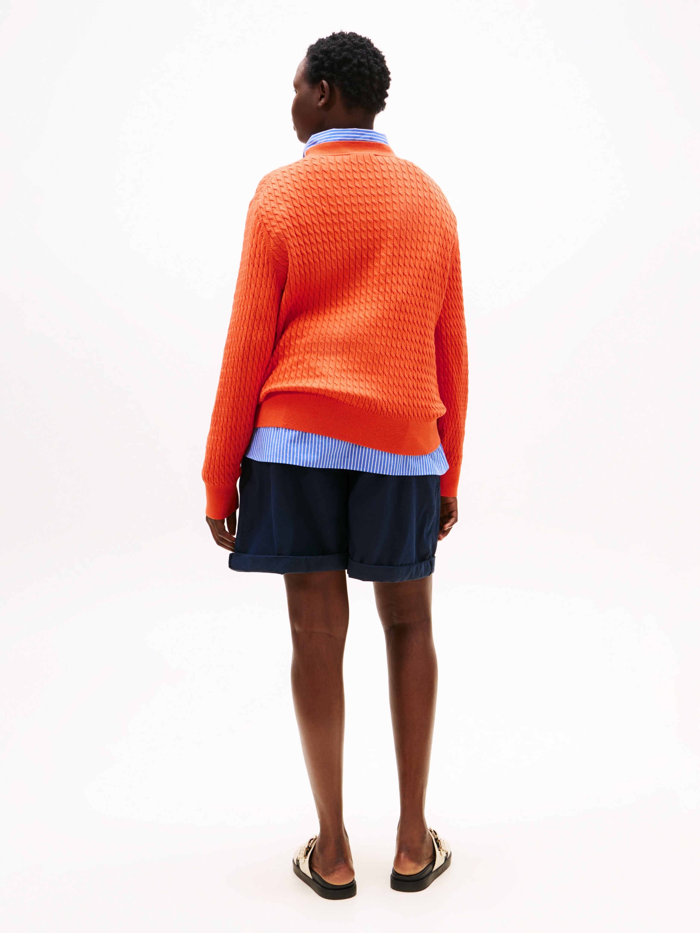 Tommy Hilfiger Curve Strickpullover »CRV CO CABLE FINE GG C-NK LS SWT«, in großen Größen, mit Zopfmuster