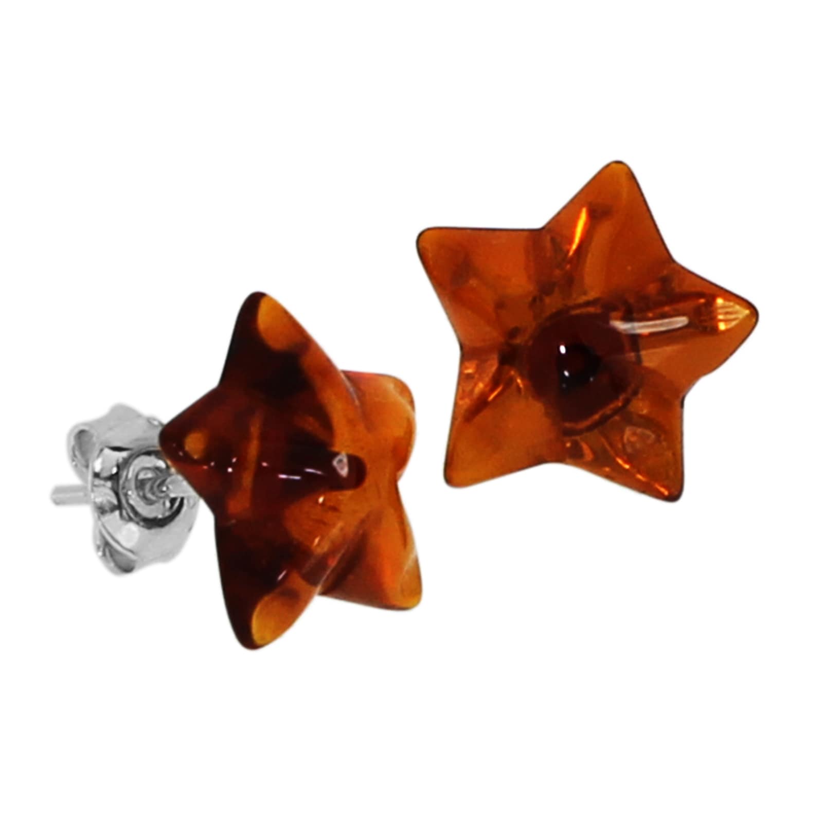 OSTSEE-SCHMUCK Paar Ohrstecker »- Stern - Silber 925/000 - Bernstein«