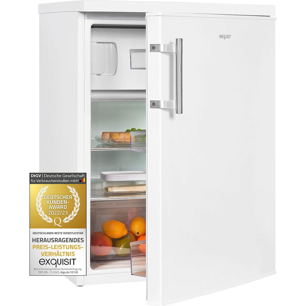 exquisit Kühlschrank, KS18-4-H-170D weiss, 85,0 cm hoch, 60,0 cm breit, Energieeffizienzklasse D, 136 Liter Nutzinhalt, 4 Sterne Gefrieren