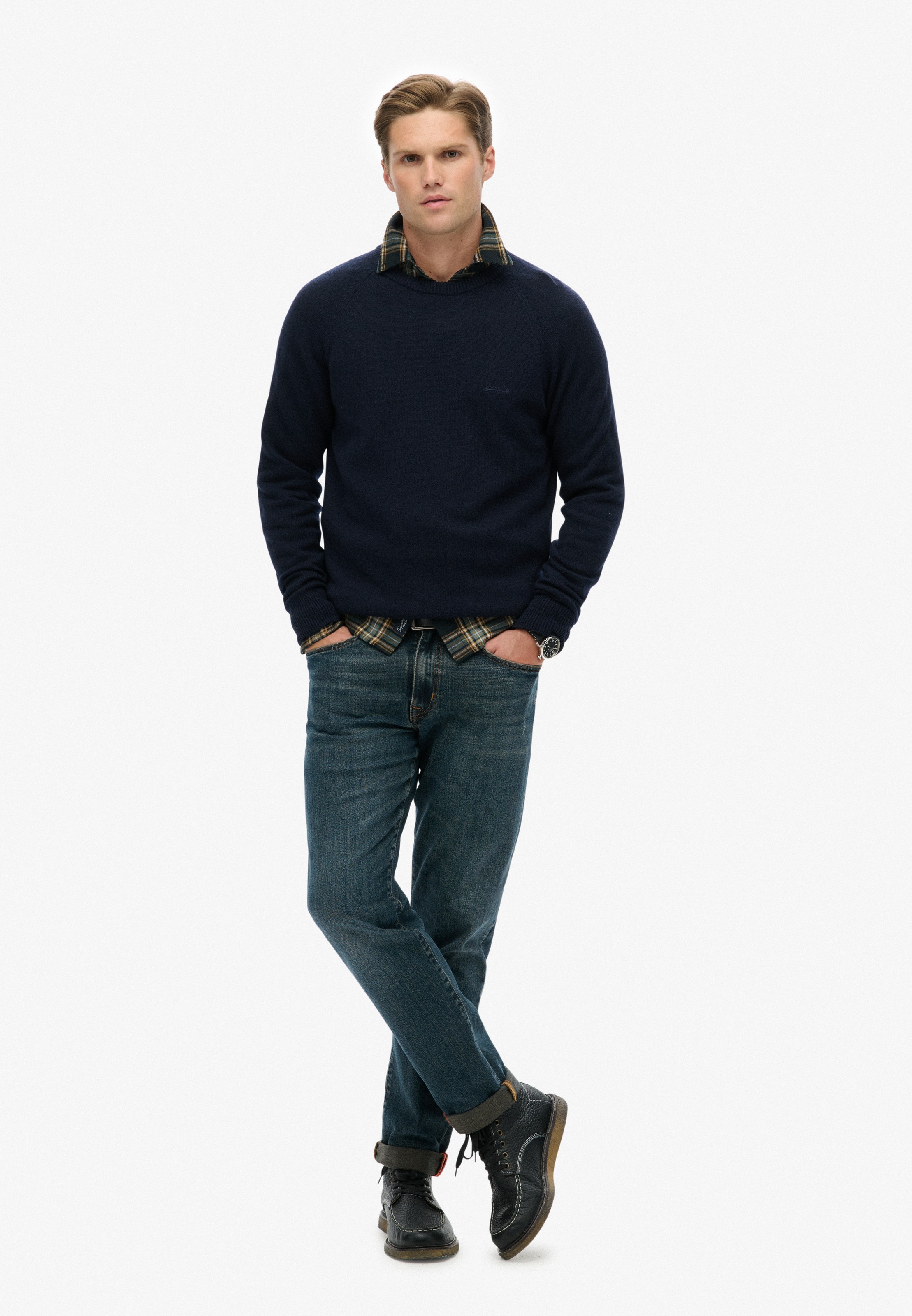 Superdry Strickpullover »WOOL BLEND JUMPER« aus Wolle, Nylon und Baumwolle, Regular Fit, mit Rundhalsausschnitt
