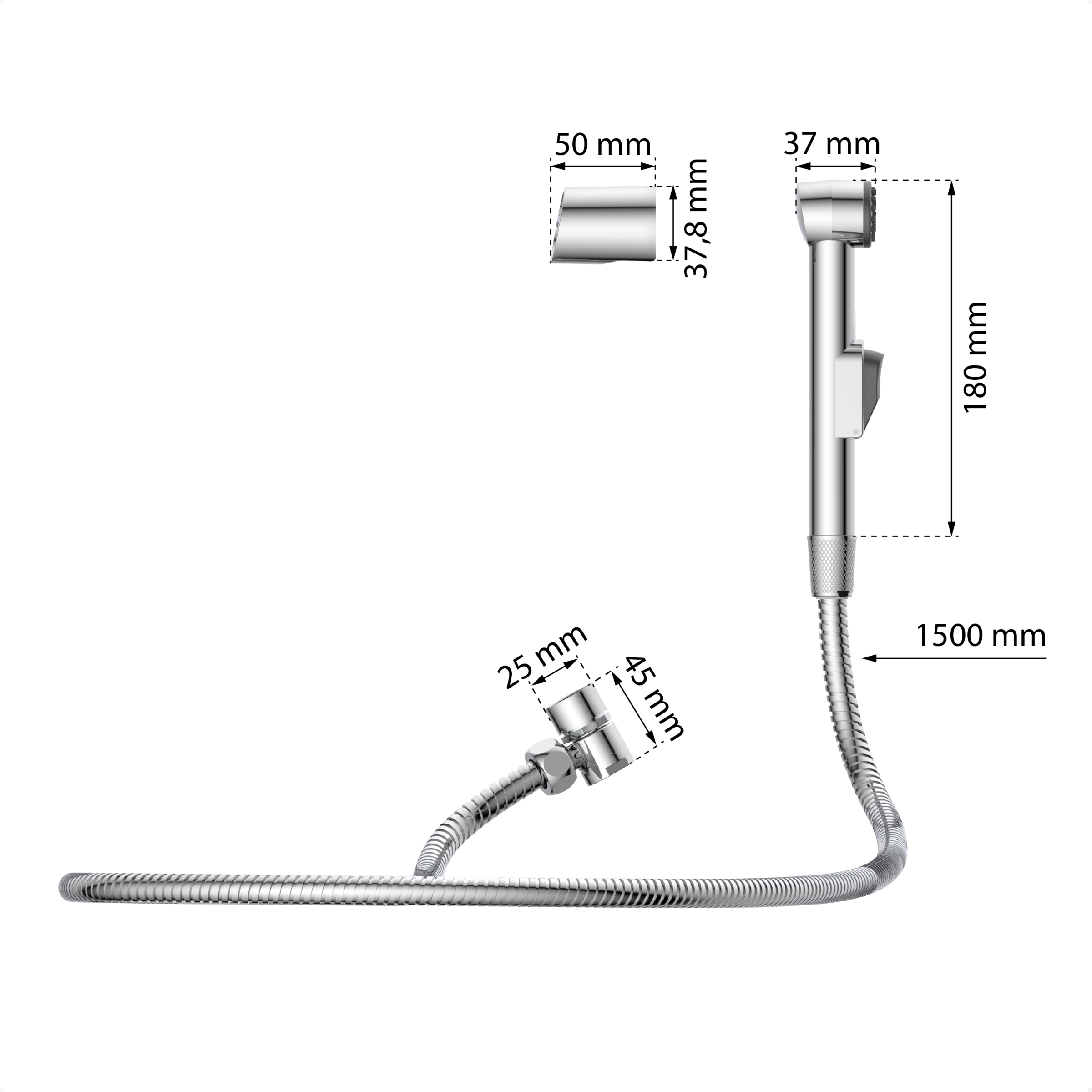 Eisl Brausegarnitur, Kunststoff-Brauseschlauch mit Handbrausehalter
