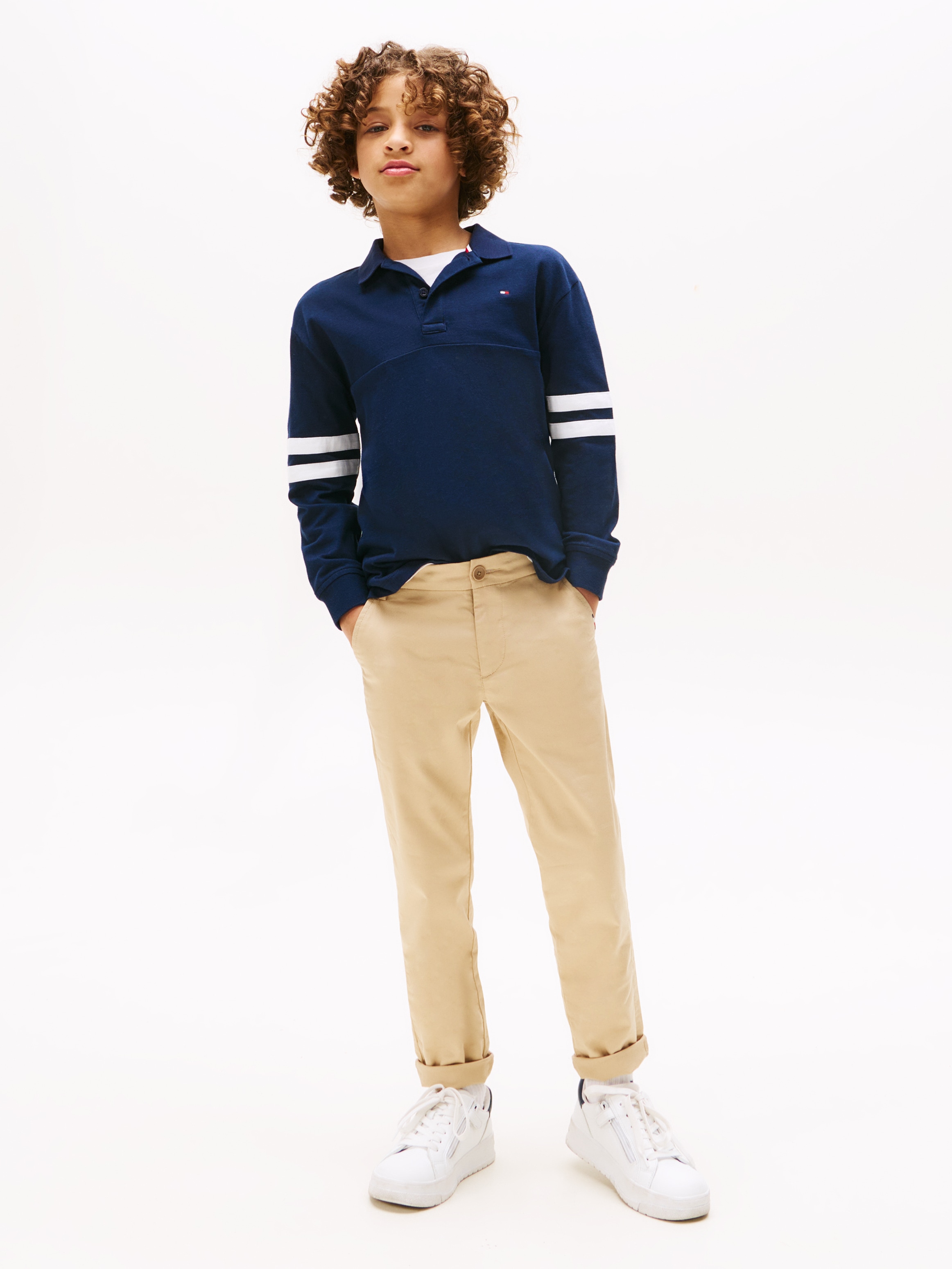 Tommy Hilfiger Poloshirt »TH MIXED GRAPHIC POLO LS«, für Kinder bis 16 Jahre, mit Stickerei auf dem Rücken