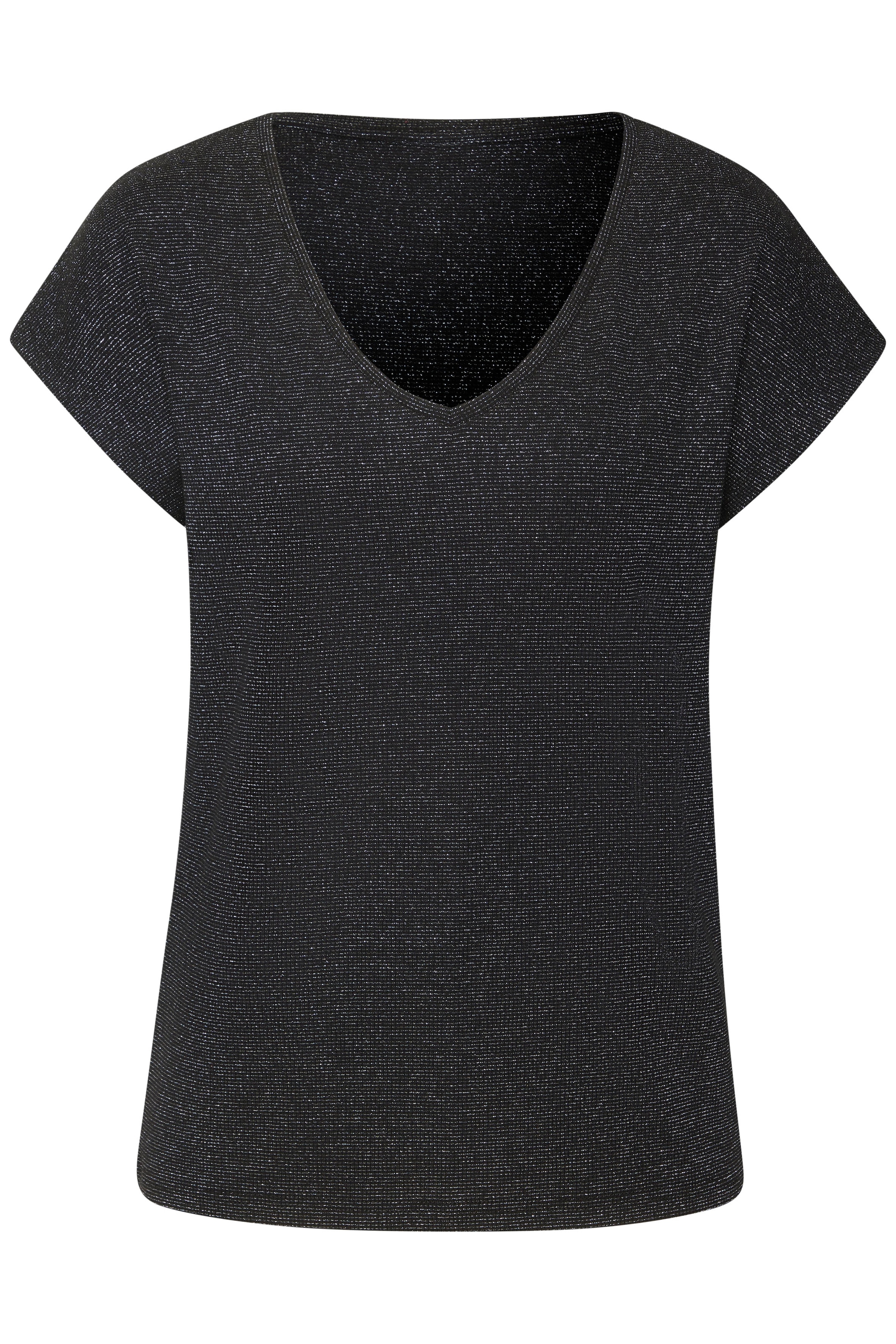 LASCANA Kurzarmshirt »mit silberfarbenem Glitzereffekt« aus pflegeleichter Qualität mit Viskose