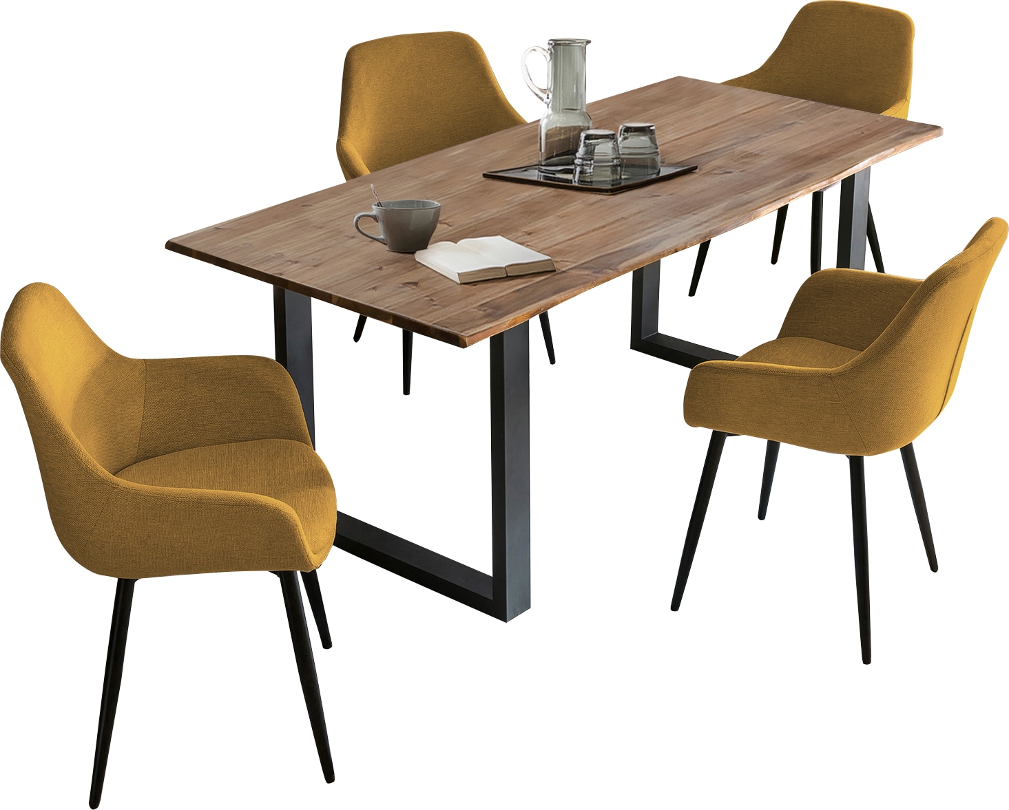 SalesFever Essgruppe »Stilvolle Essgruppe für Ihr Zuhause«, (Set, 5 tlg.), 5-teiliges Set, Tischplatte mit seidenmattem OSMO Hartwachs-Öl behande