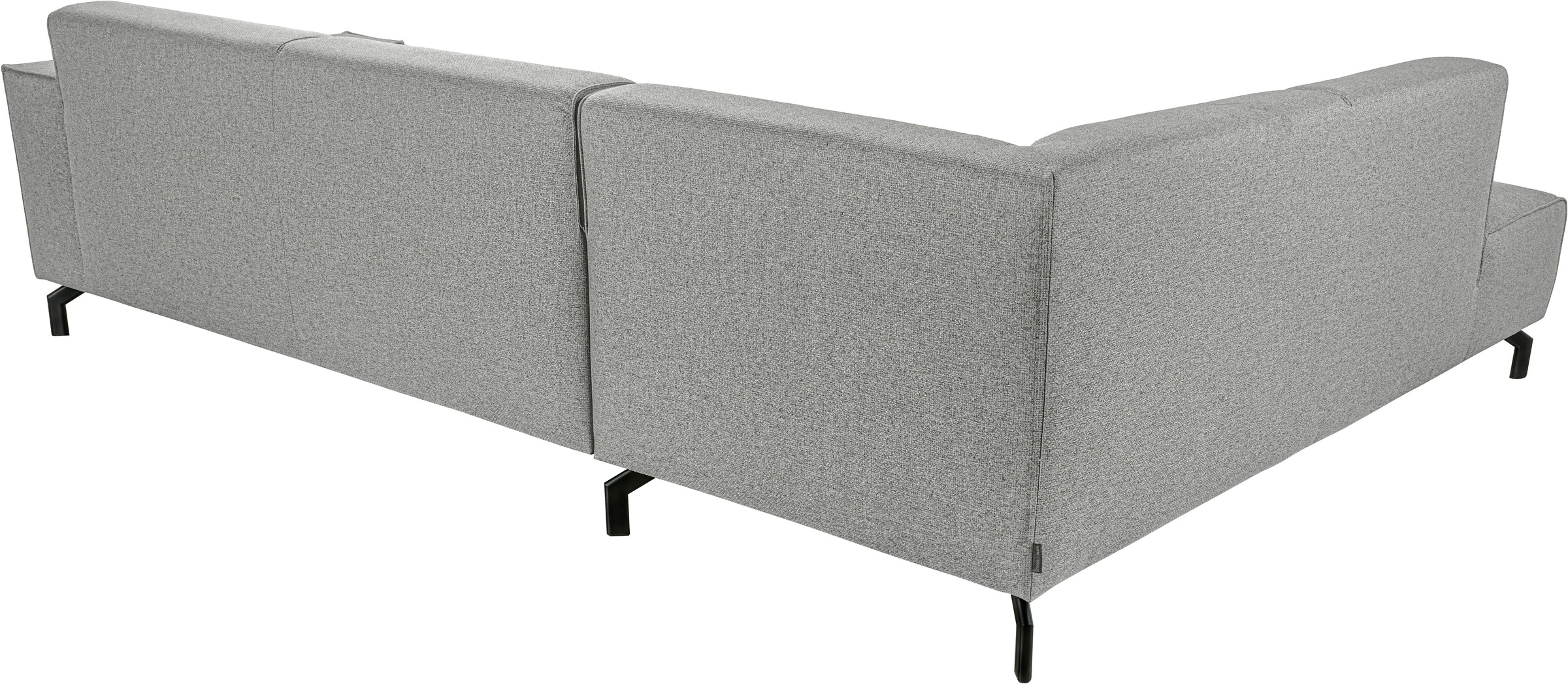 Places of Style Ecksofa »Lorcan, Breite 275 cm, weiches Sitzgefühl«, mit schwarzen Metallfüßen, Lederoptik und in weichem Strukturstoff