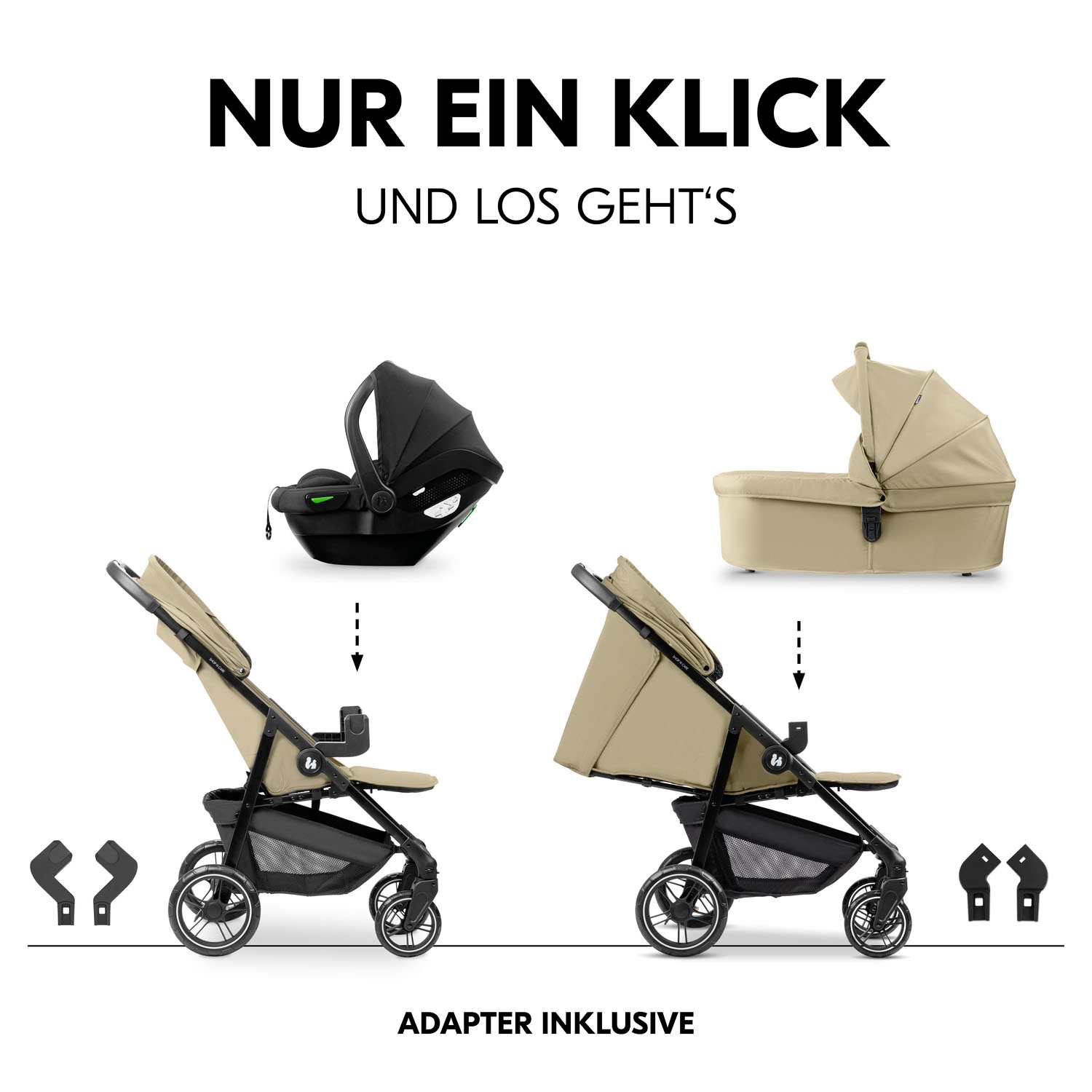 Hauck Kinder-Buggy »Shop N Care Trio Set«, inkl. Babyschale, Babywanne und Adapter