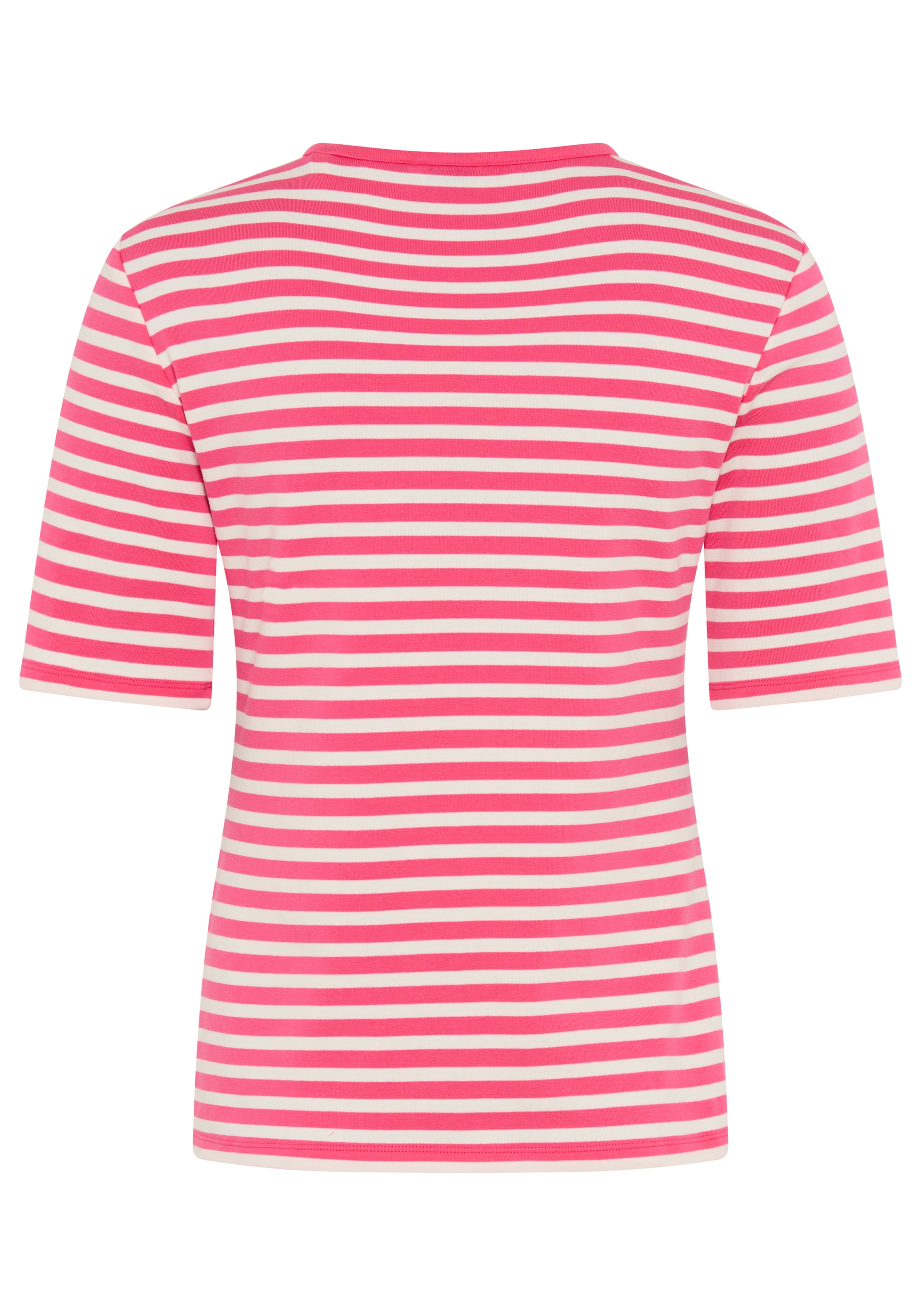 Gant T-Shirt »SLIM STRIPED 1X1 RIBBED KA T-SHIRT« mit dezentem Logoschriftzug am Ärmelabschluss